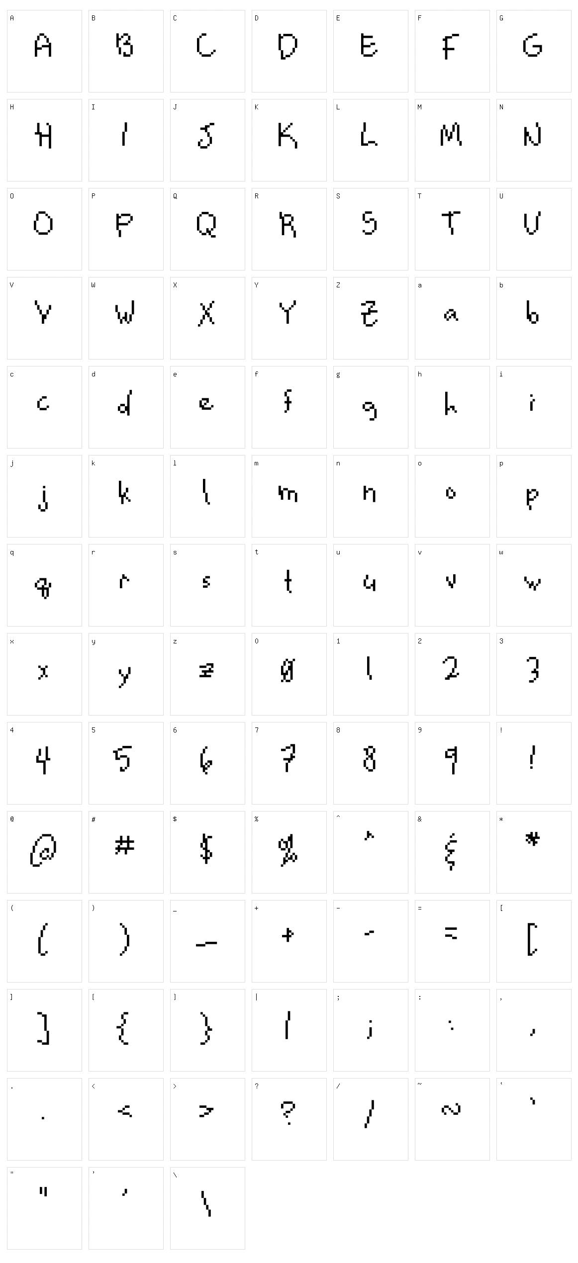 Notepen Character Set