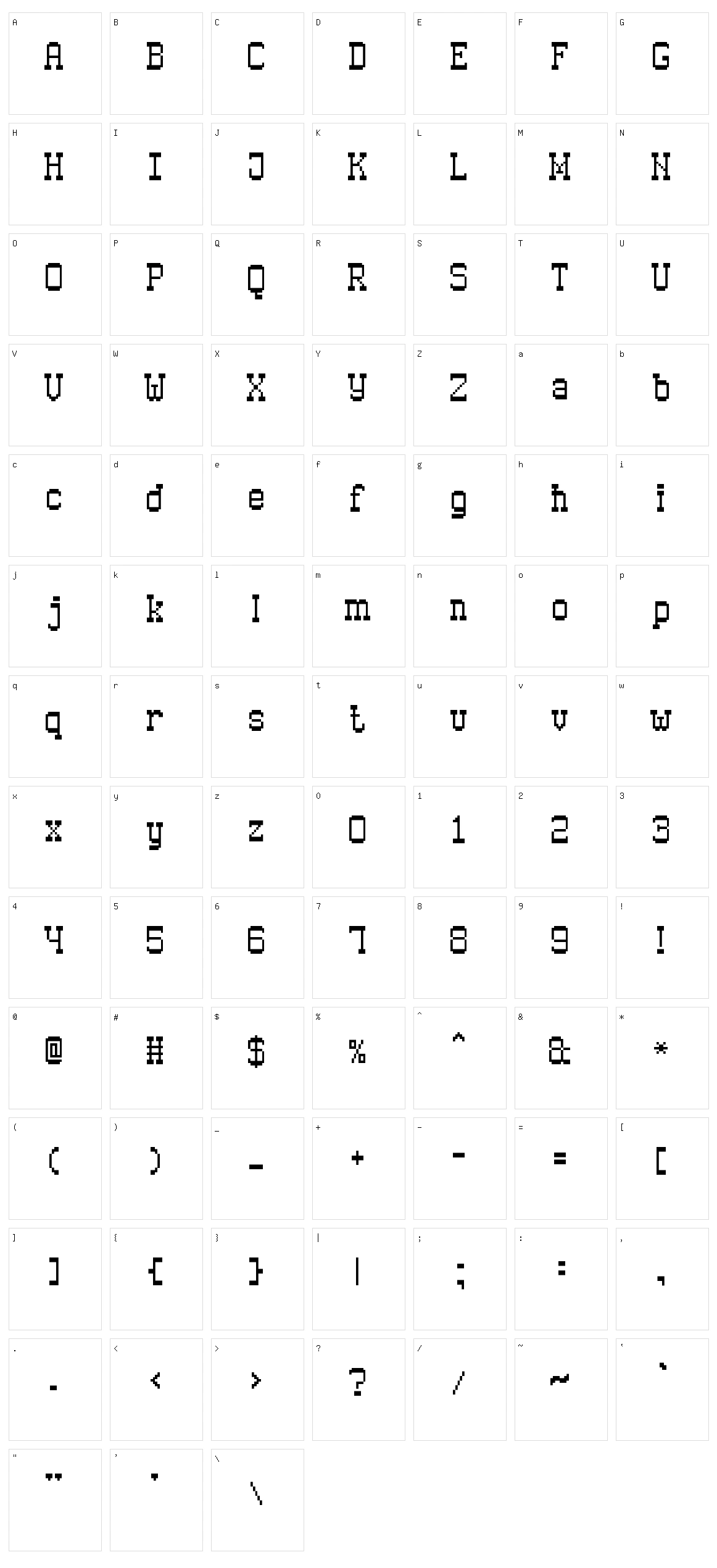 Old Pixel-7 Character Set
