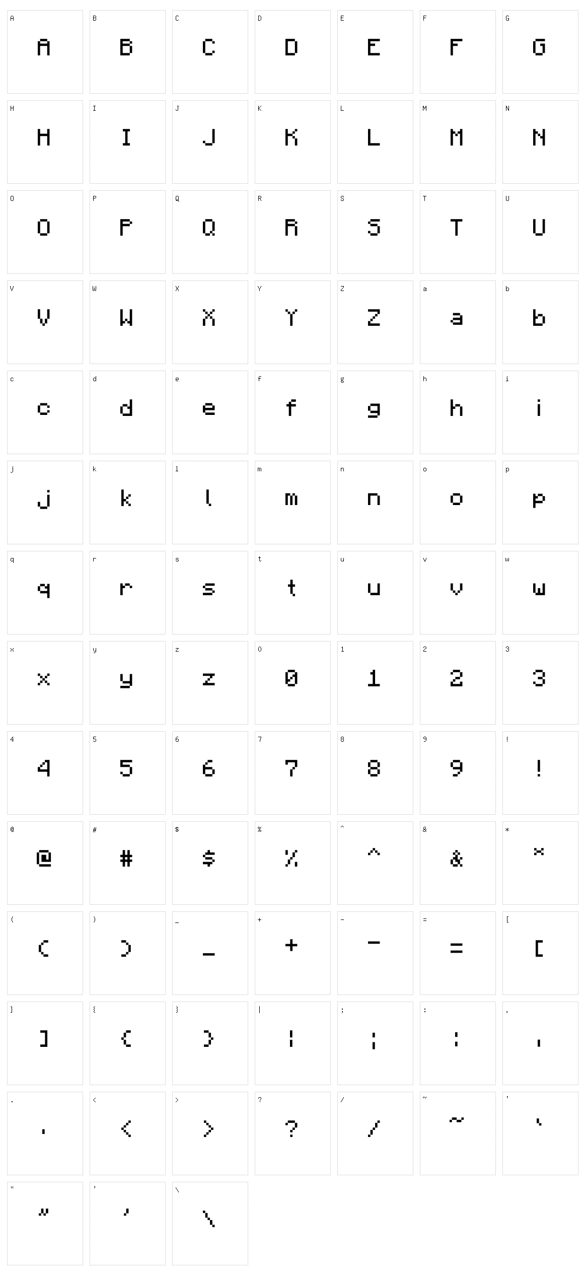 OpenMine Character Set