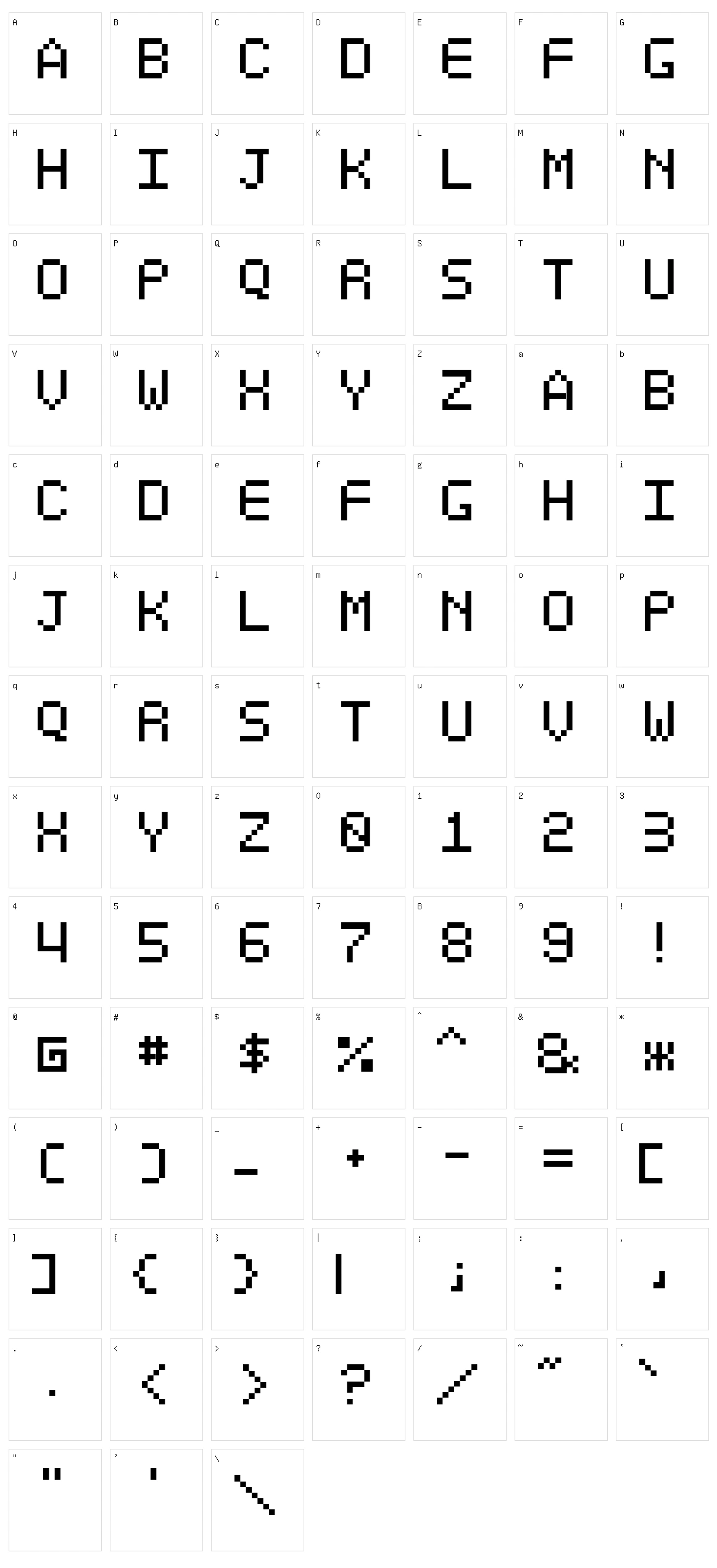 Optiate Character Set