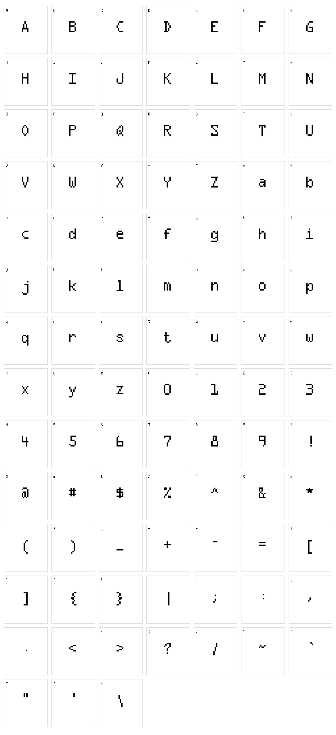 Optixal Character Set
