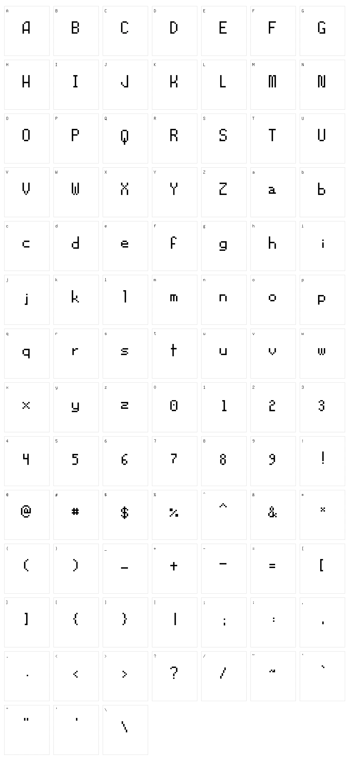 OrochiiFon Character Set