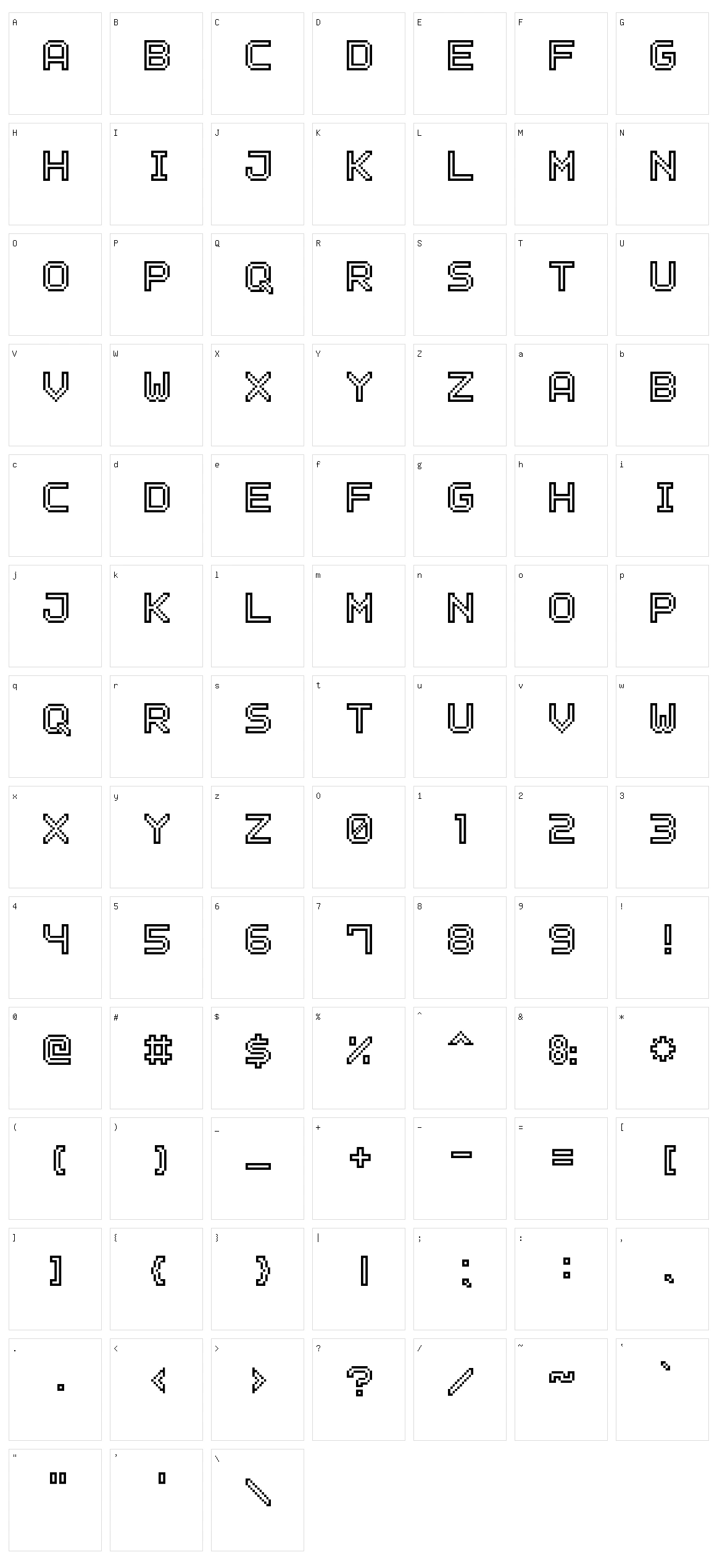 Outline Pixel 7 Character Set