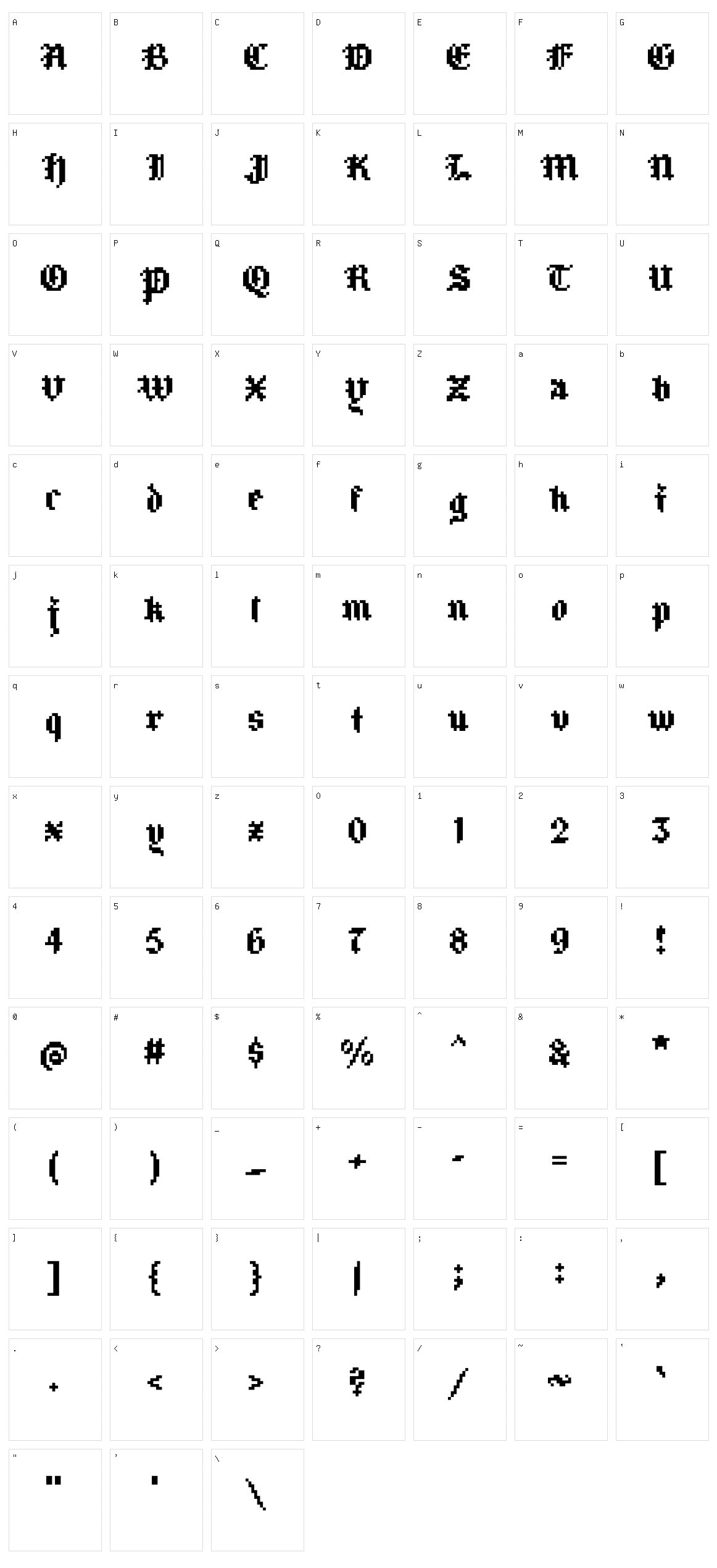 Owre Kynge Character Set