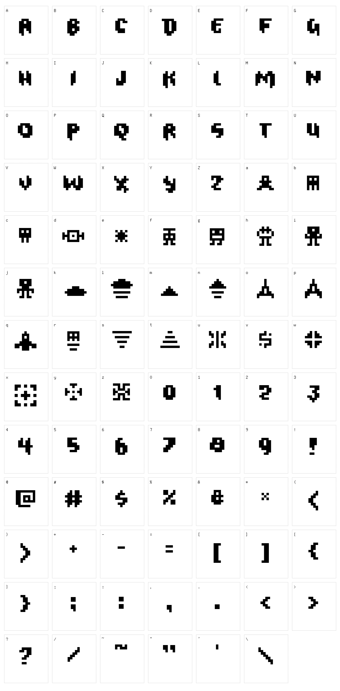 Oxygene Character Set
