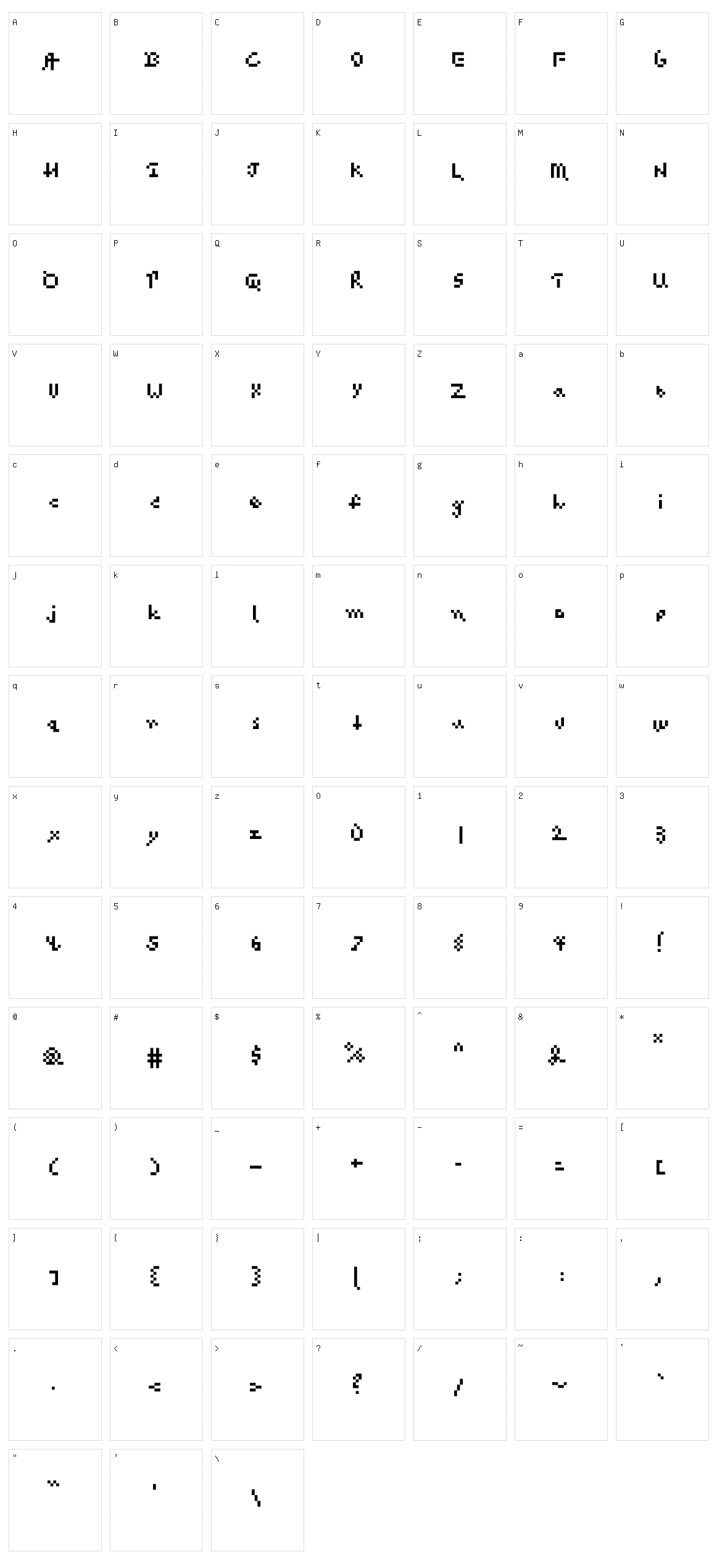 Pascal Pixel Character Set