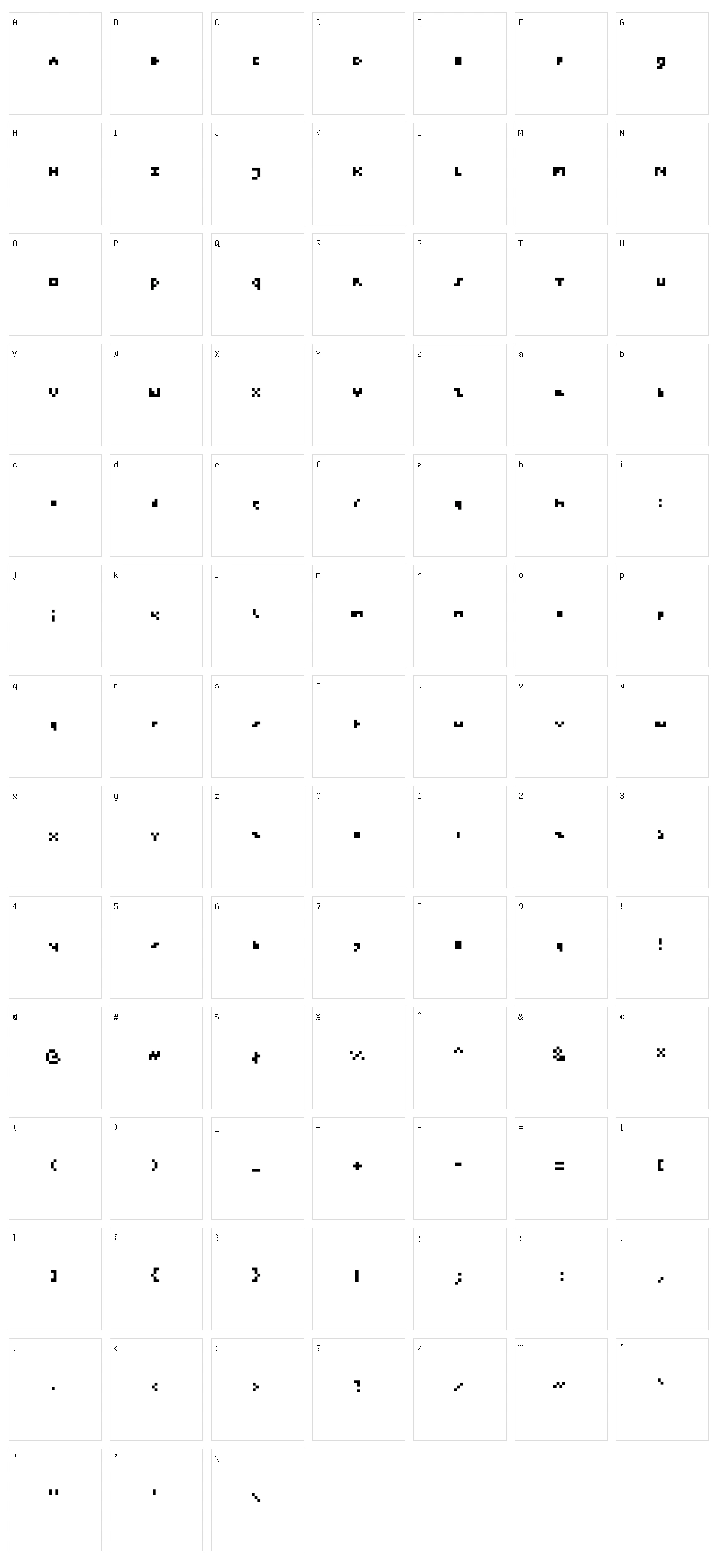 Pearfont Character Set