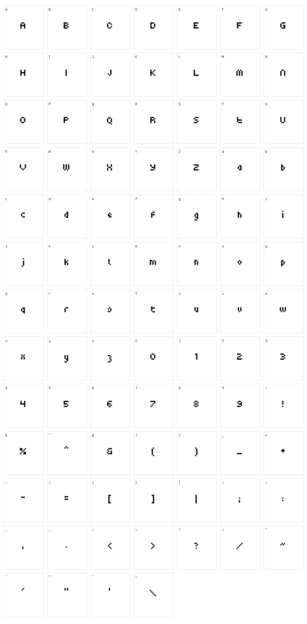 Pepiacjm Character Set