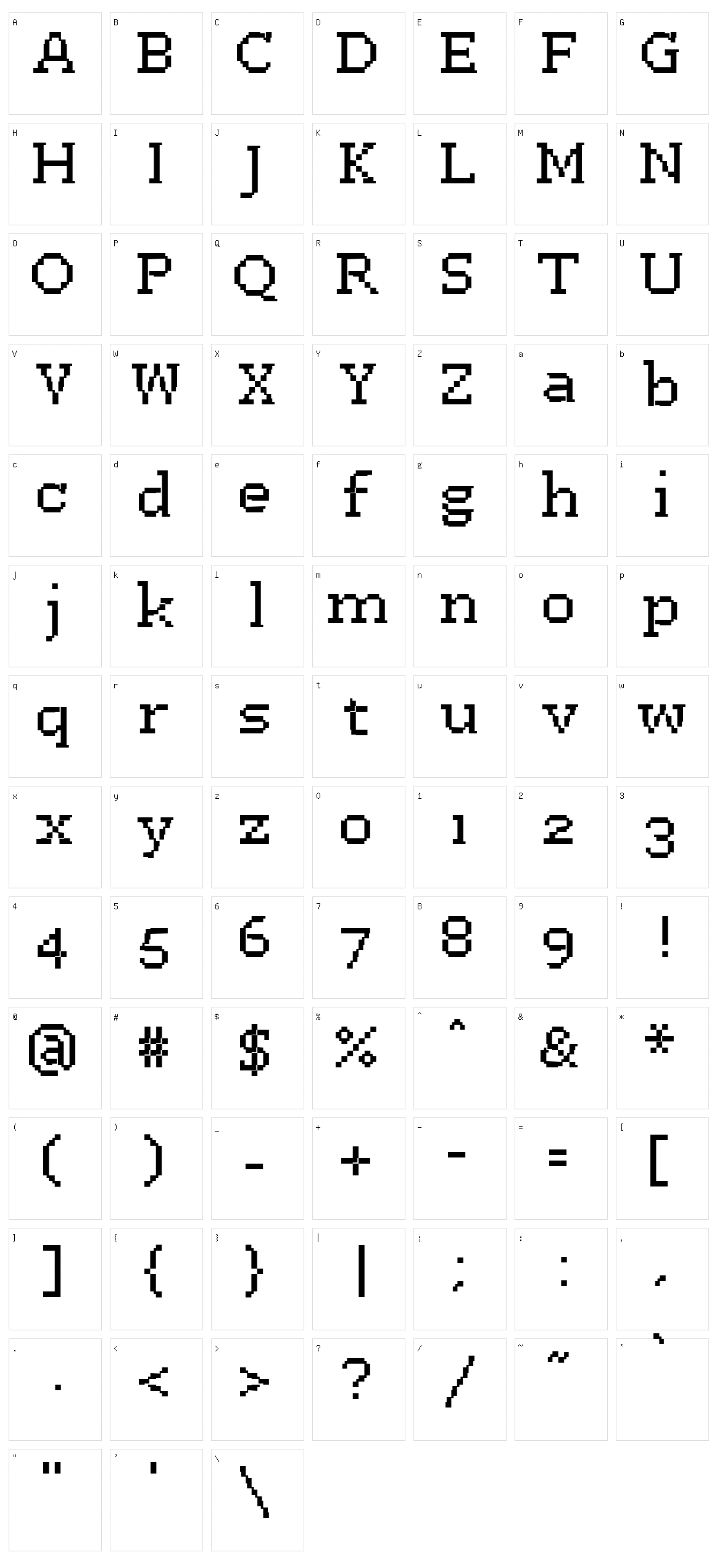 PF Westa Seven Character Set