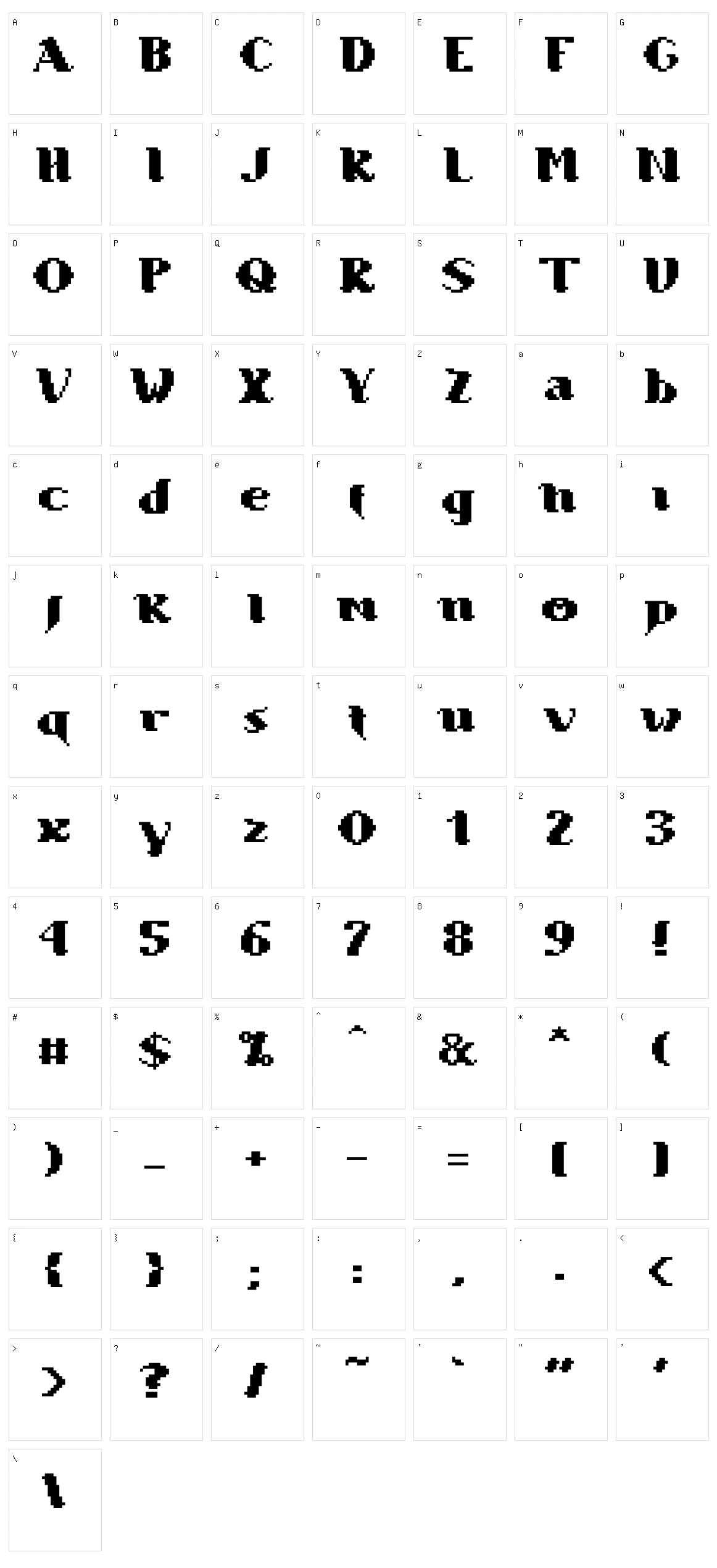 Pharaobolos Character Set