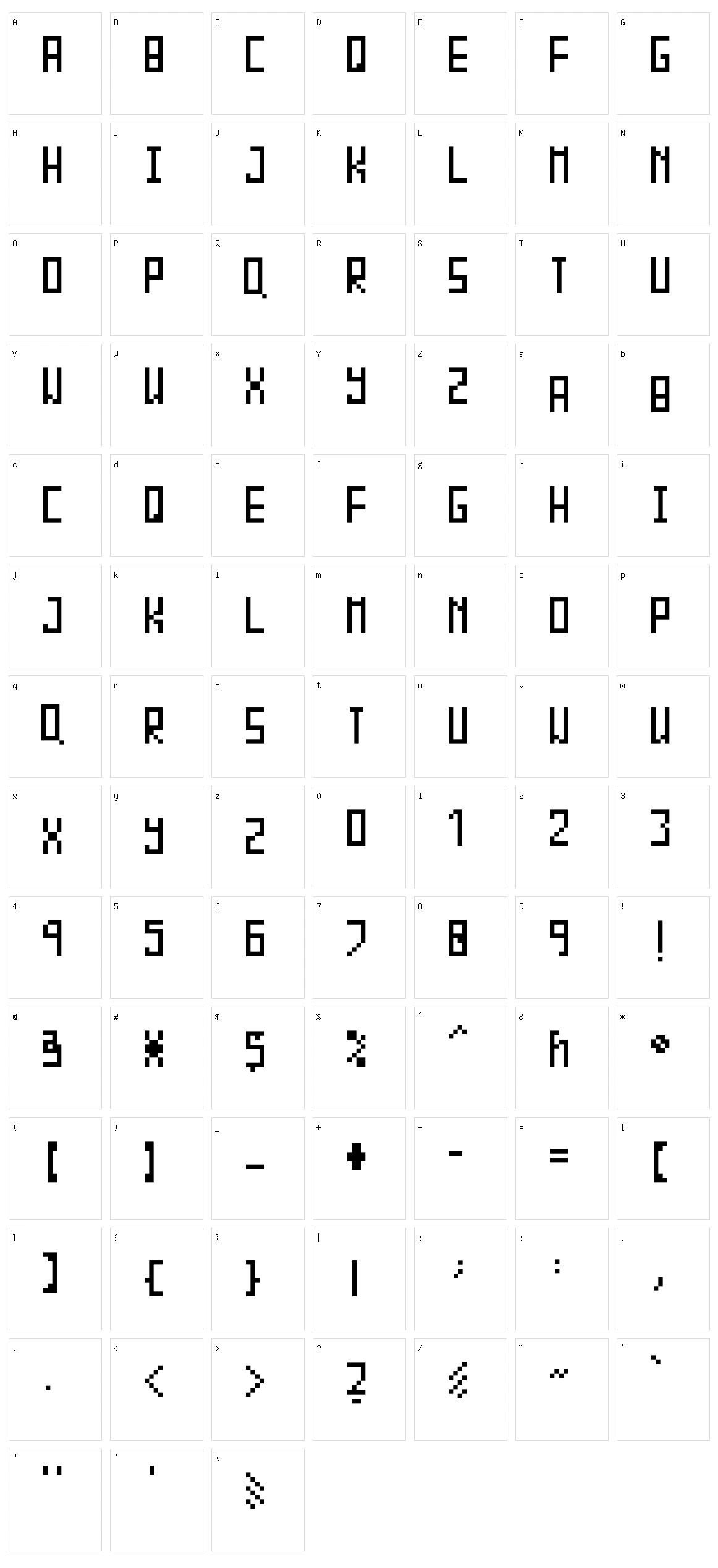 Piksalet Character Set