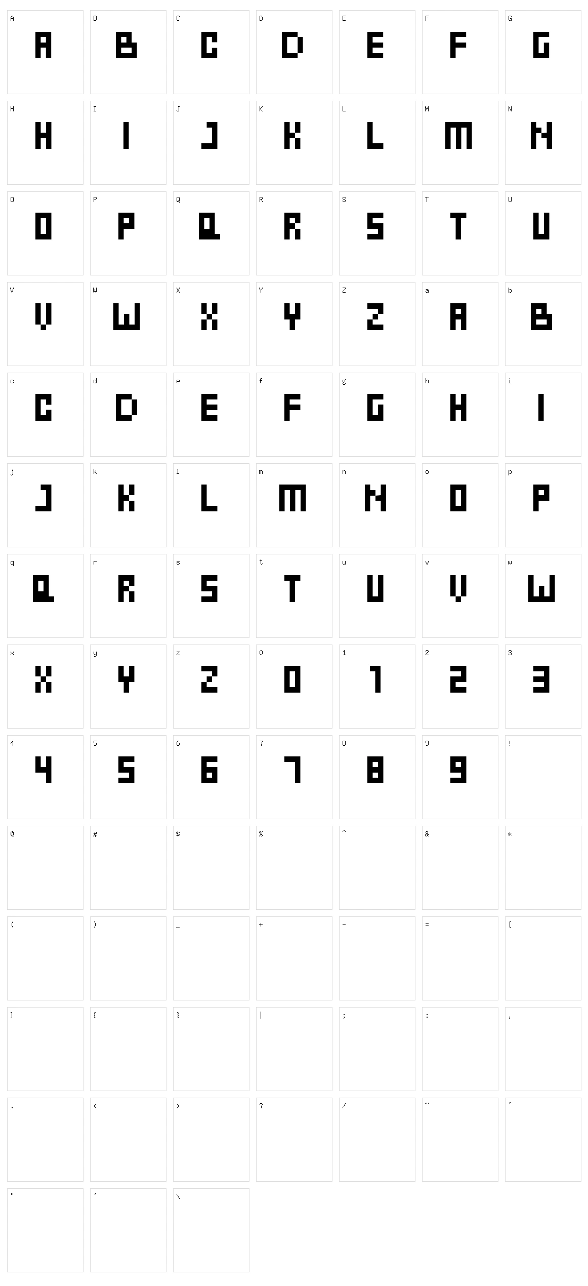 Pixbob Lite Character Set