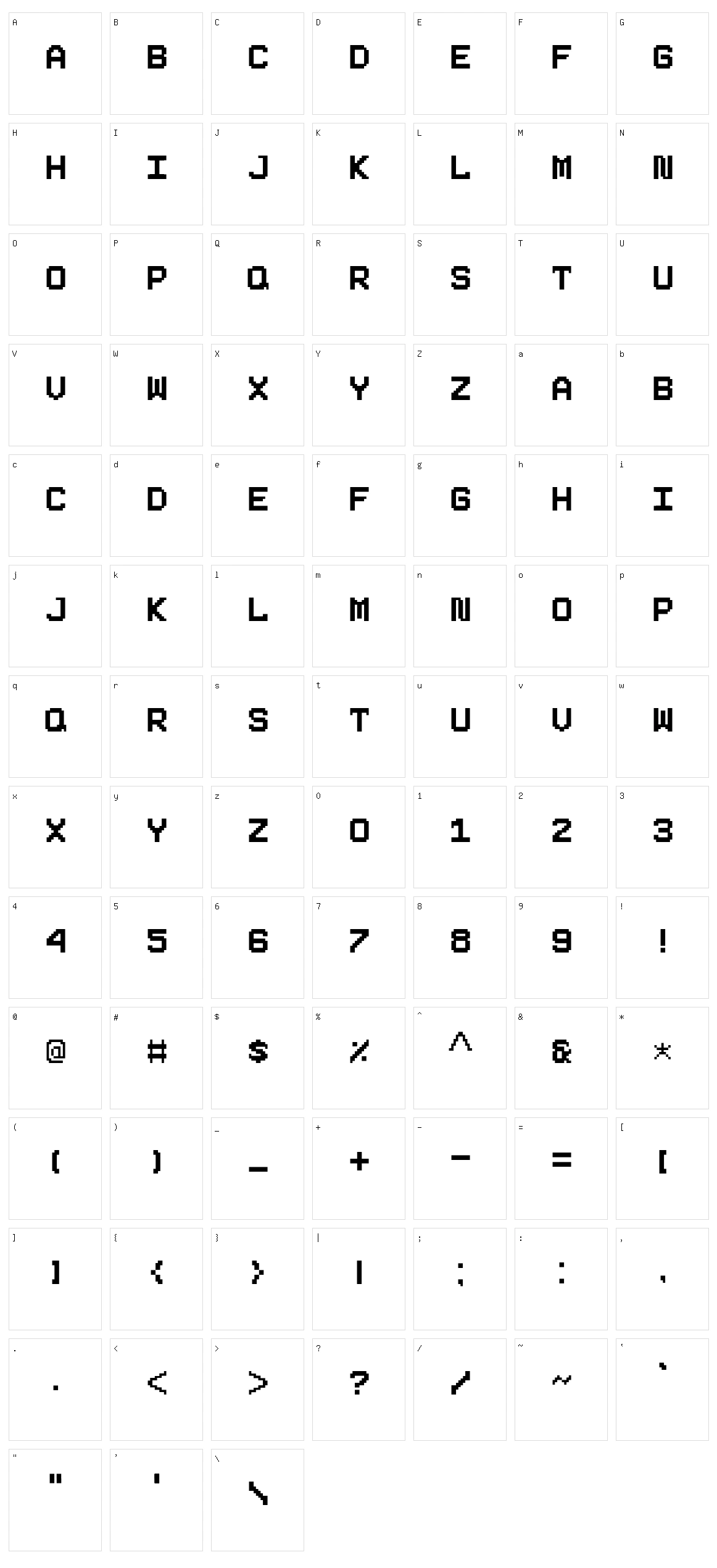 Pixeboy Character Set