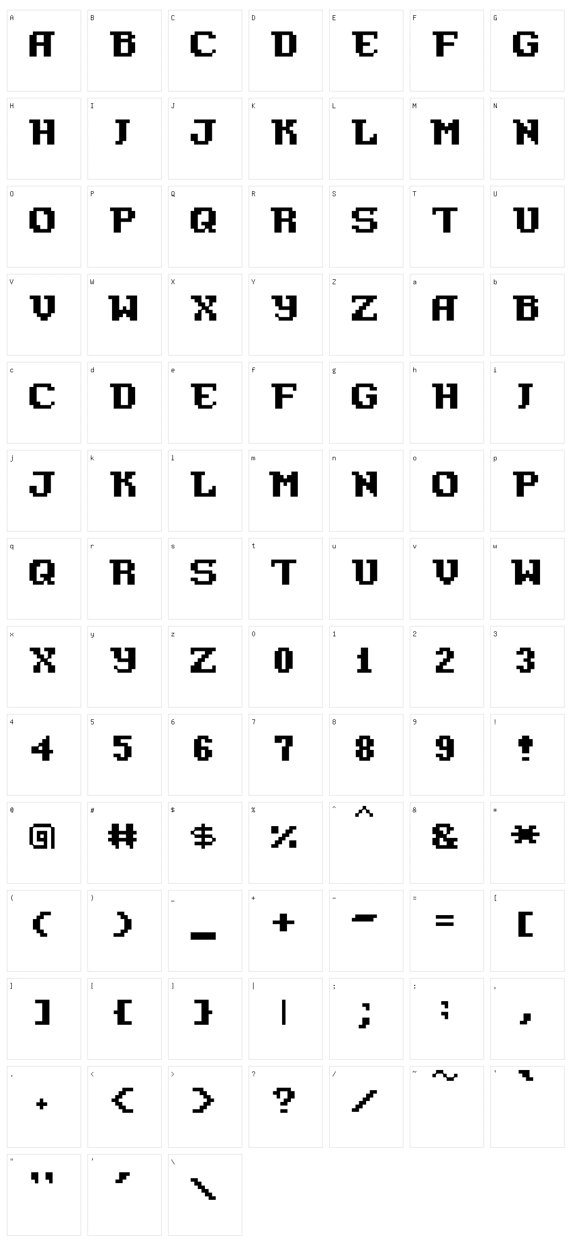 Pixel Azure Bonds Character Set