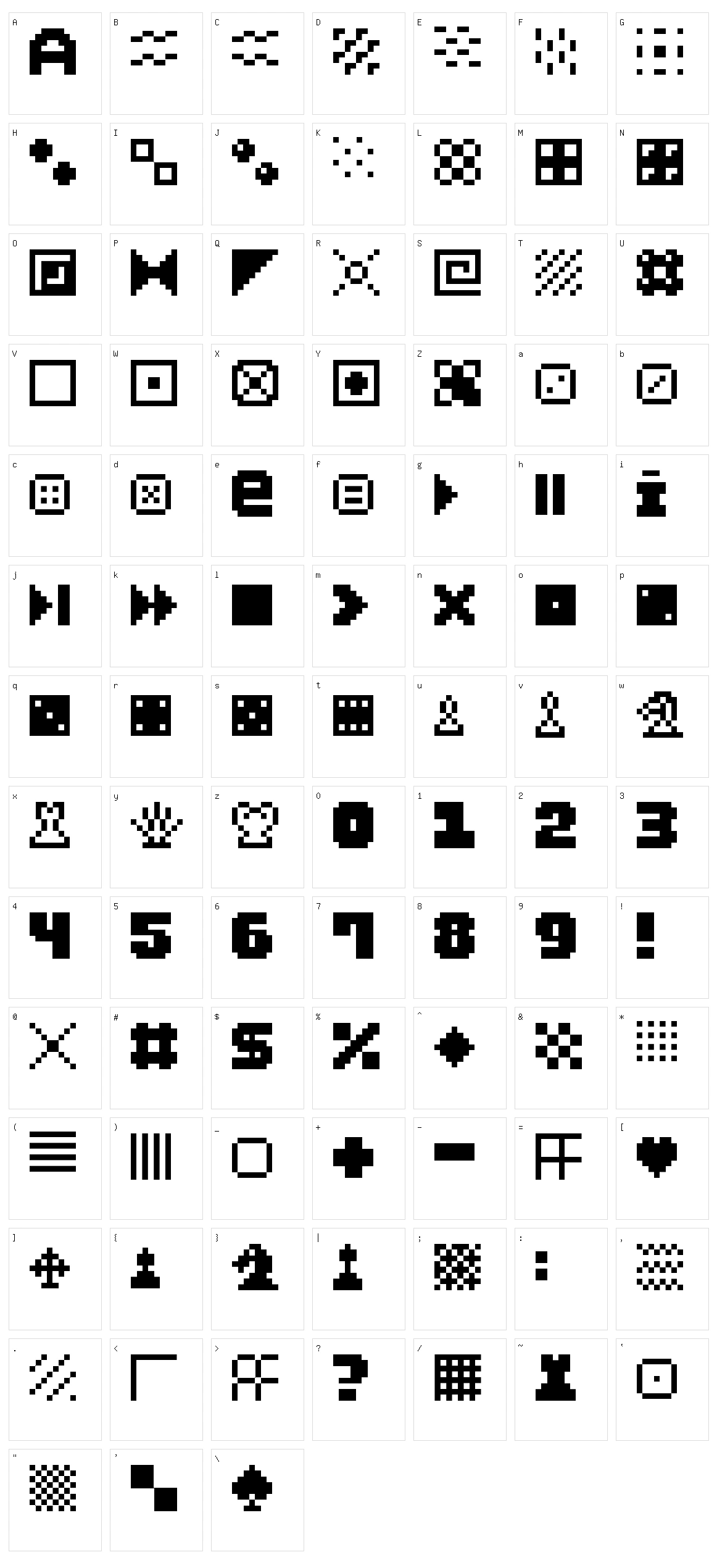 Pixel Dingbats-7 Character Set