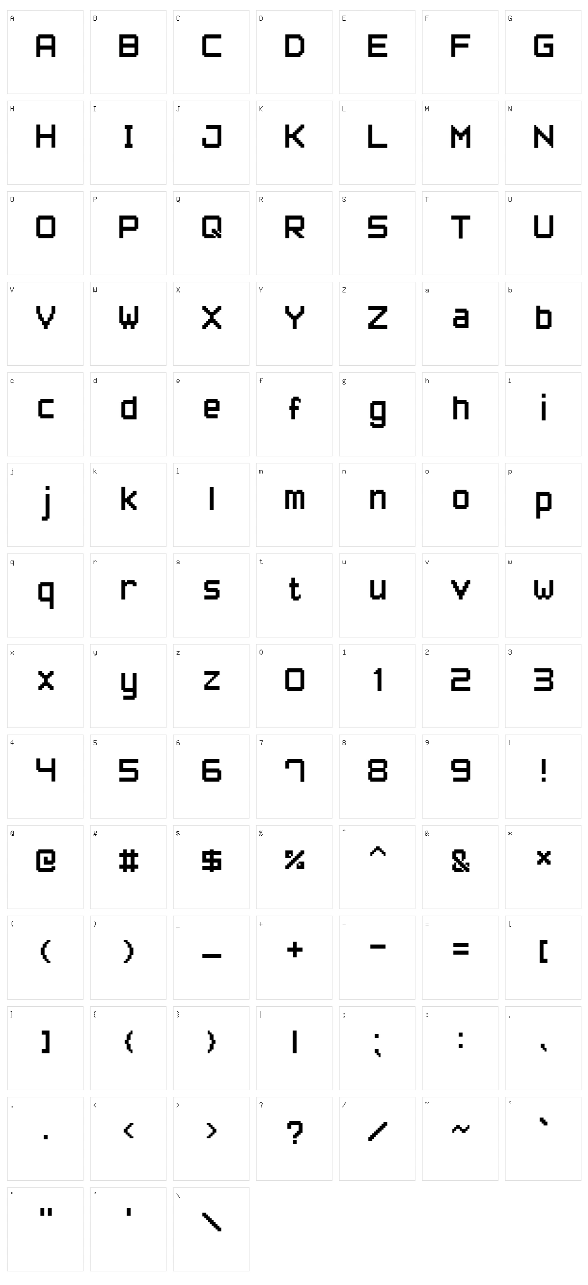 Pixel Font7 Character Set