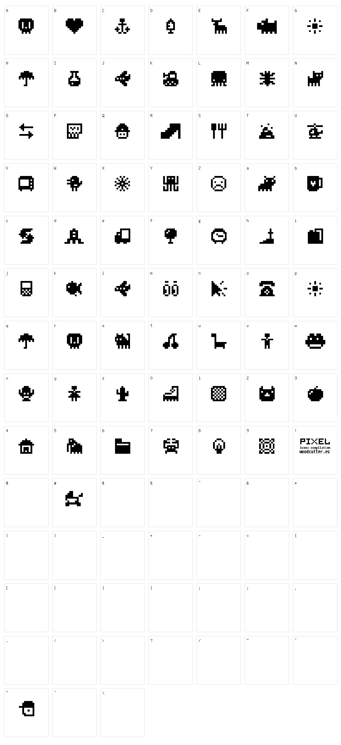 Pixel Icons Compilation Character Set