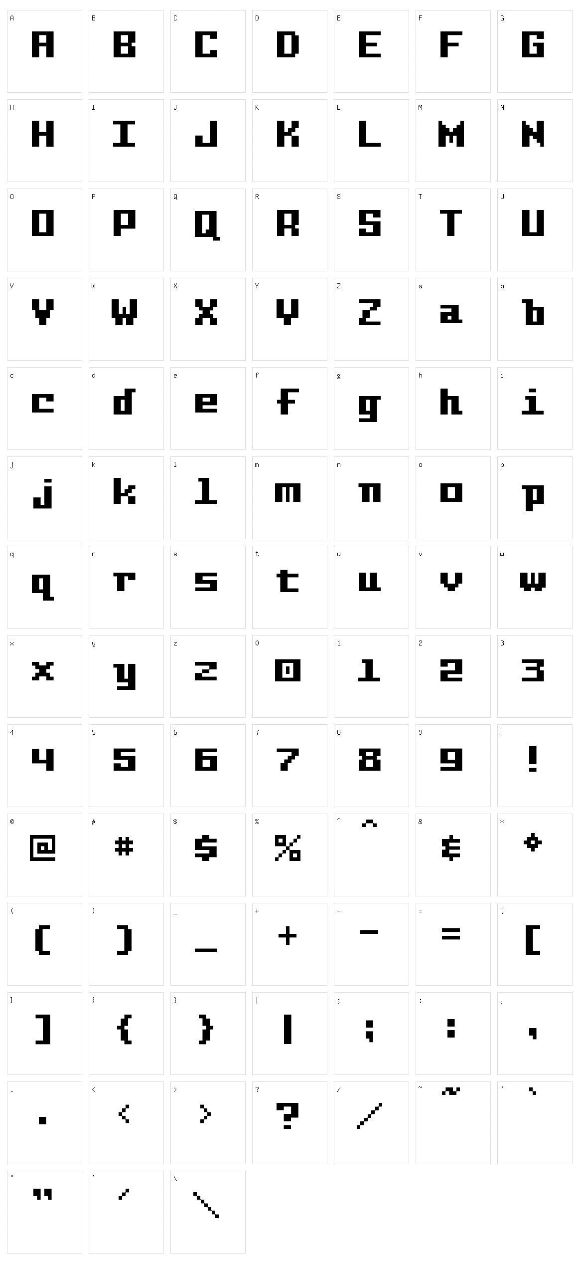 Pixel Intv Character Set