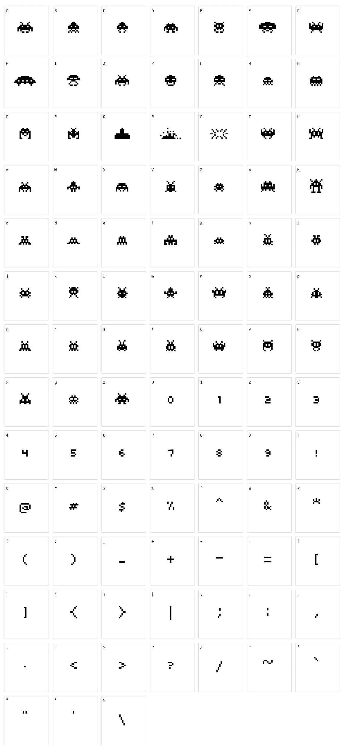 Pixel Invaders Character Set