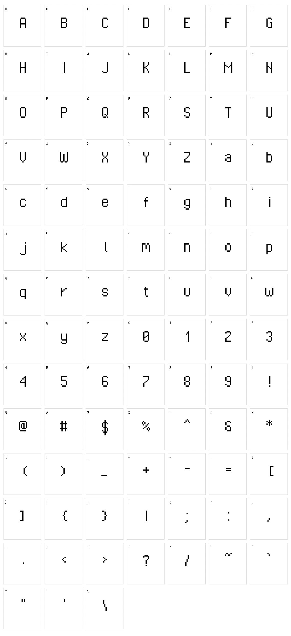 Pixel Operator Character Set