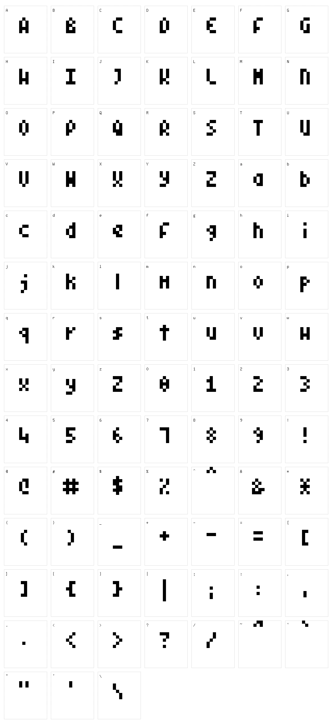 Pixel Symtext Character Set