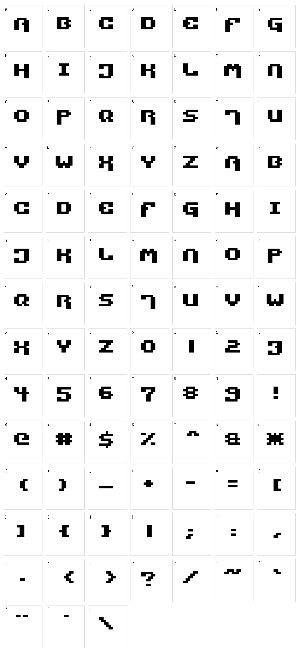 Pixel Technology Character Set