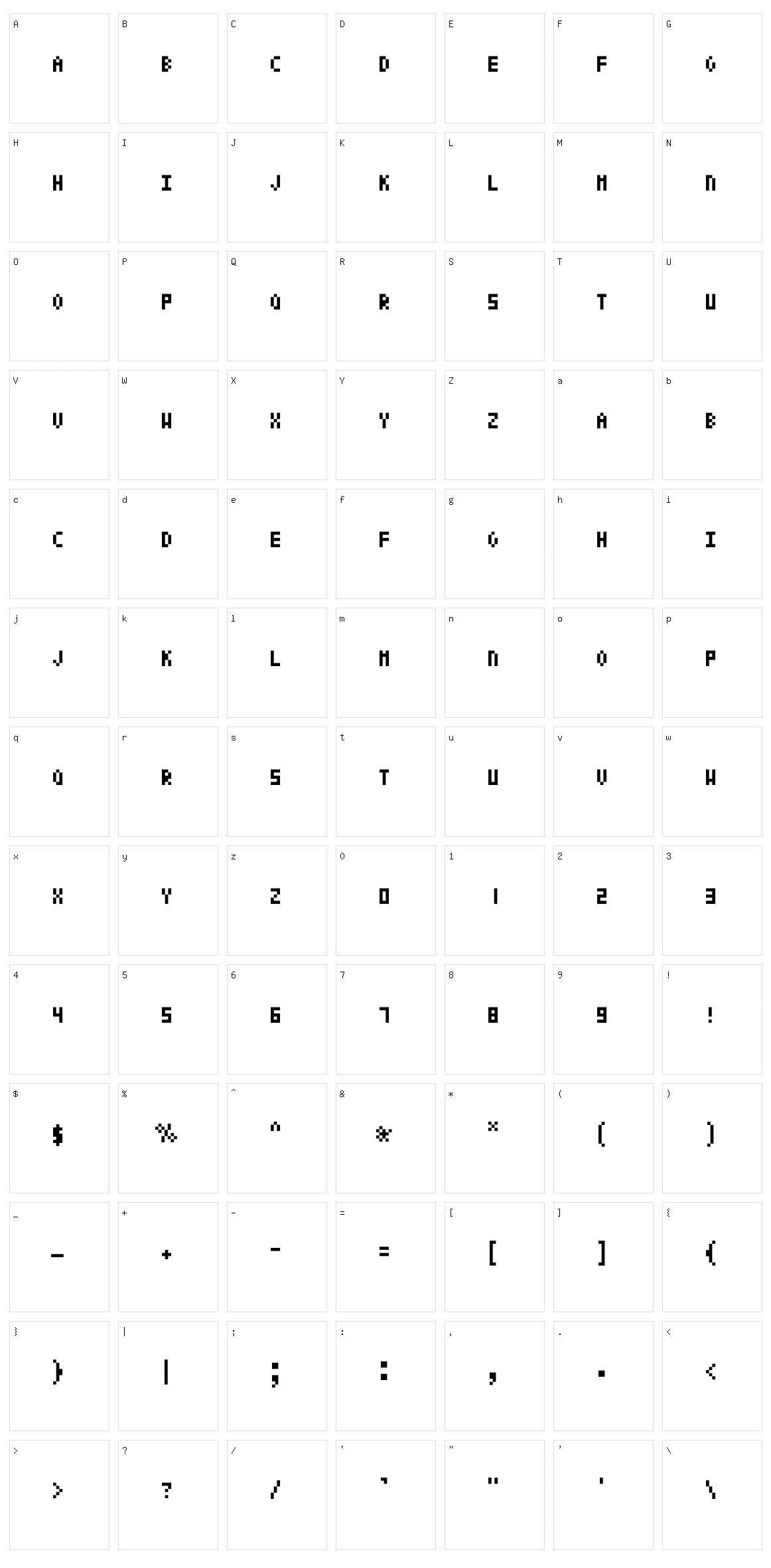 Pixel Text Character Set