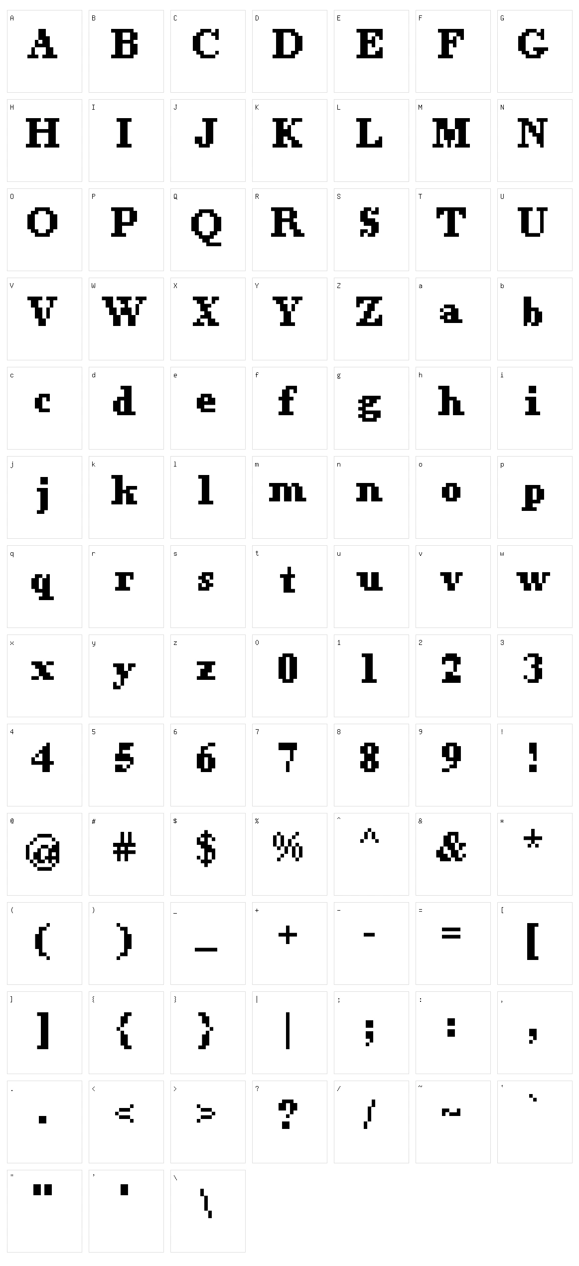Pixel Times Character Set