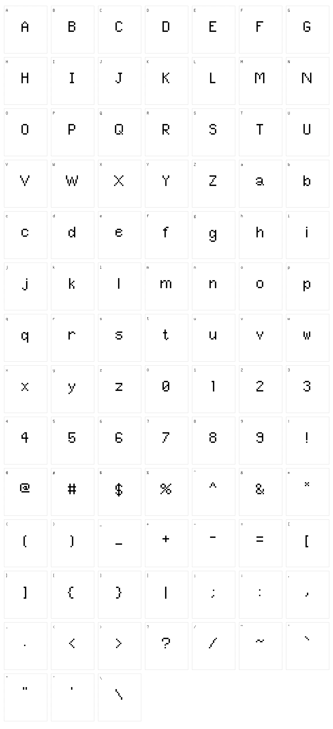 Pixel UniCode Character Set