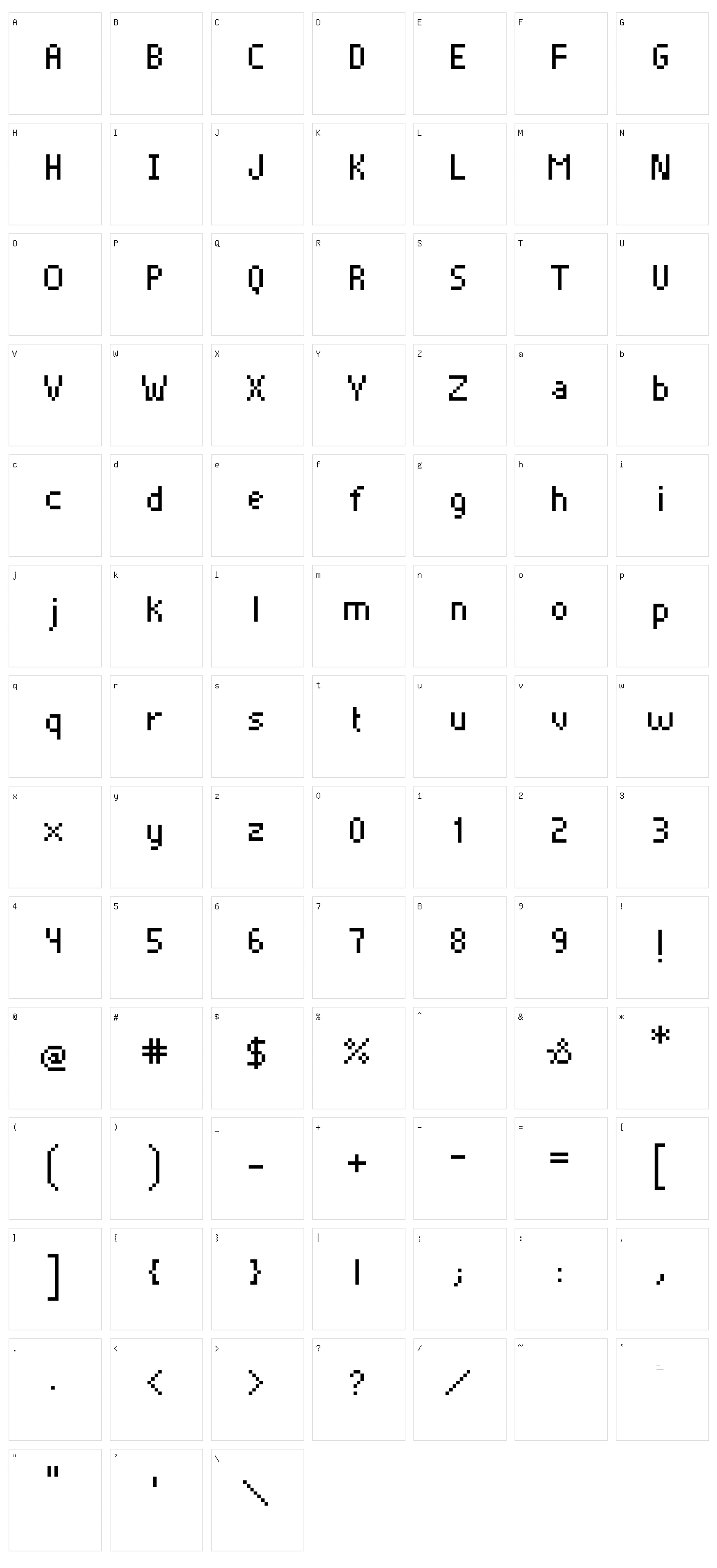 Pixelade Character Set