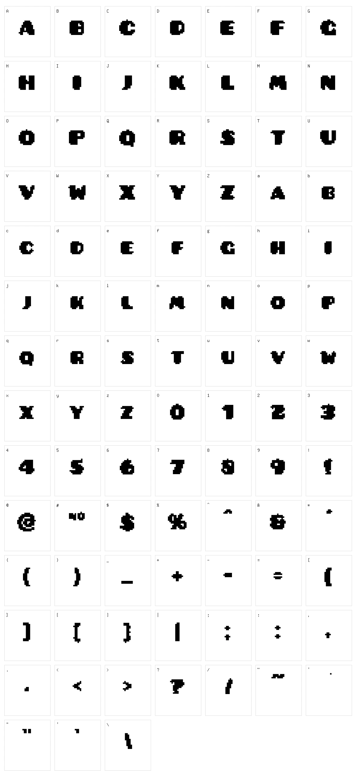 Pixelated Pusab Character Set