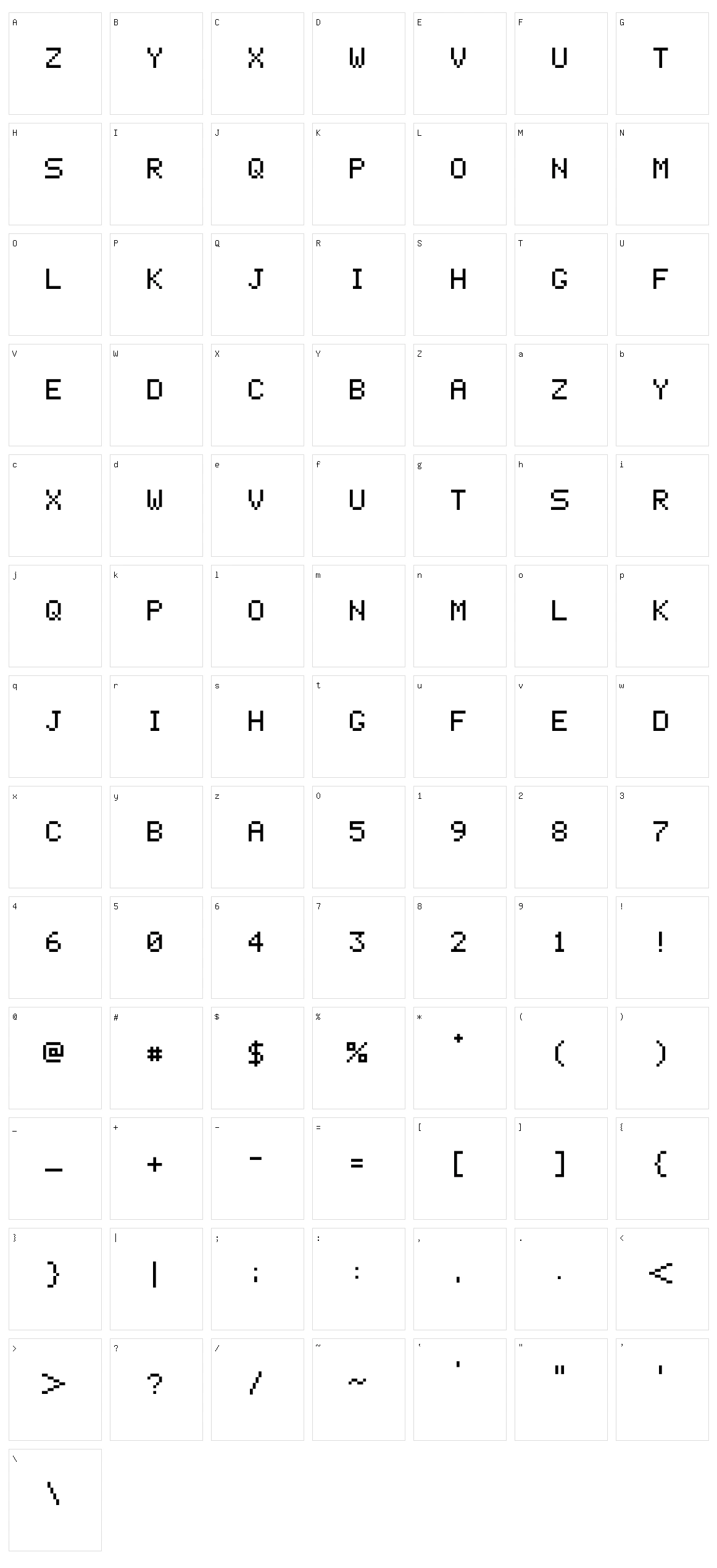PixelCrypt Character Set