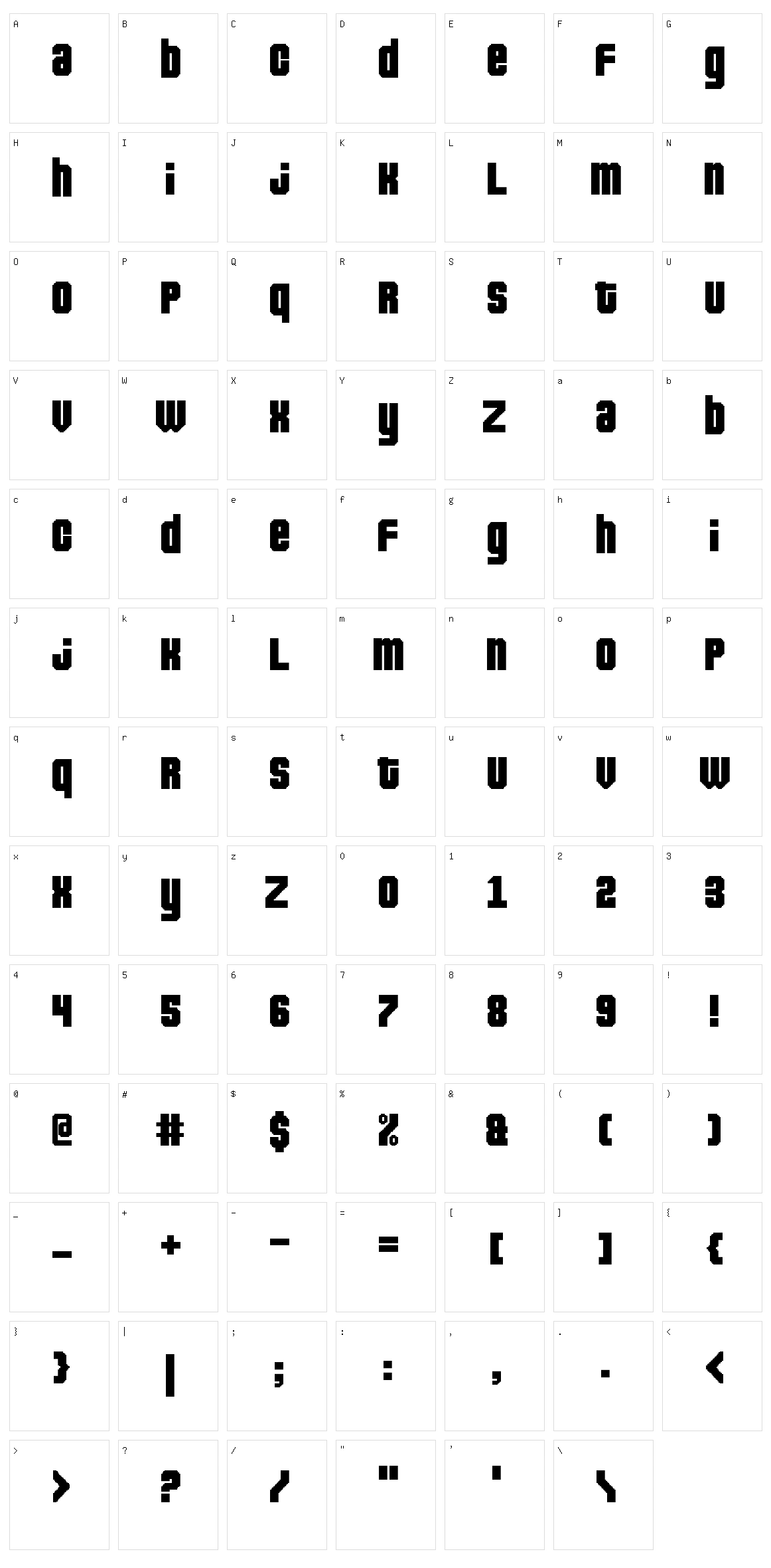 Pixeldown Character Set