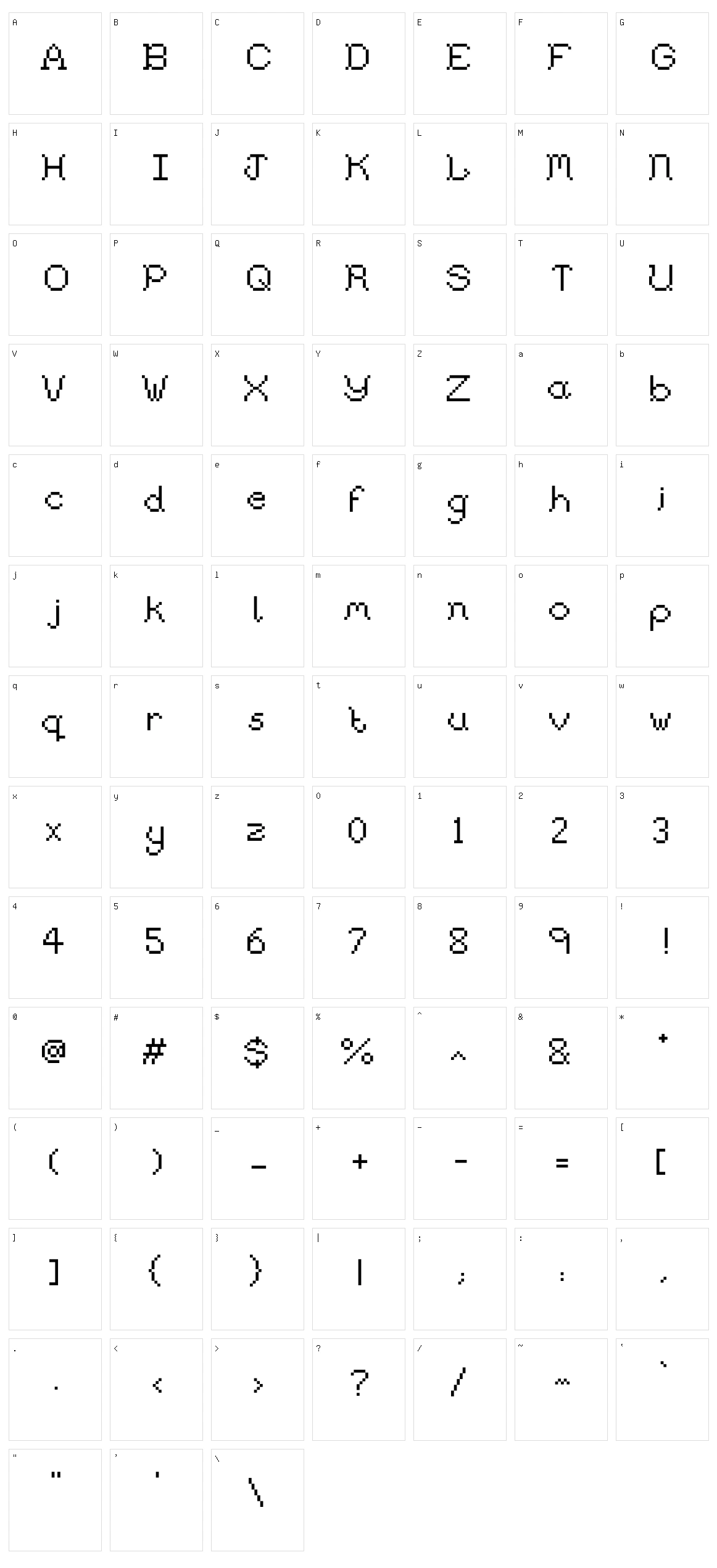 Pixeled Evey Louv Character Set