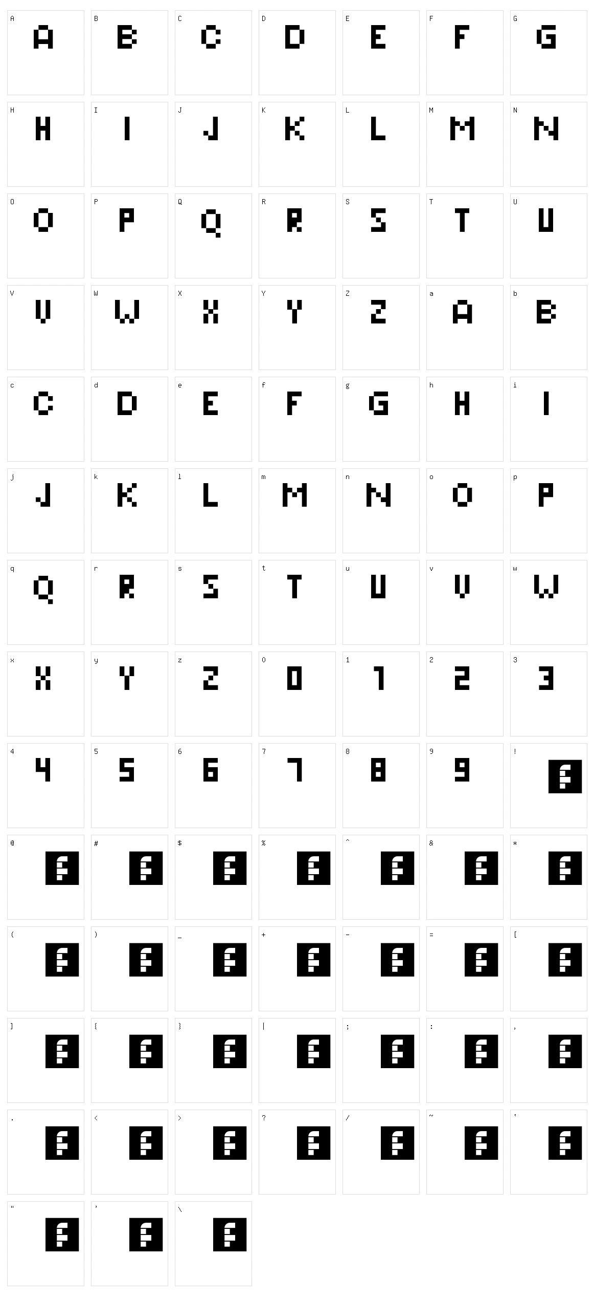 Pixeleris Character Set