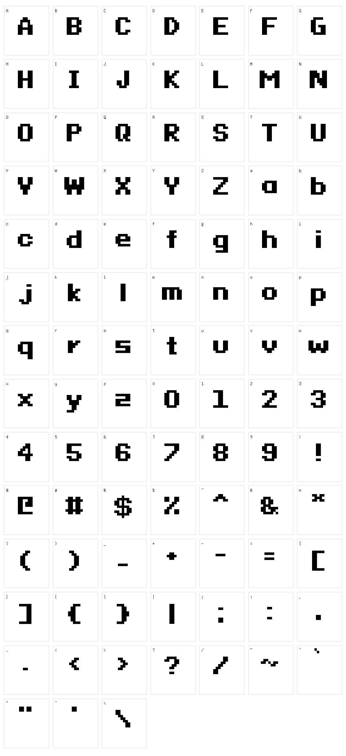 Pixeloid Sans Character Set