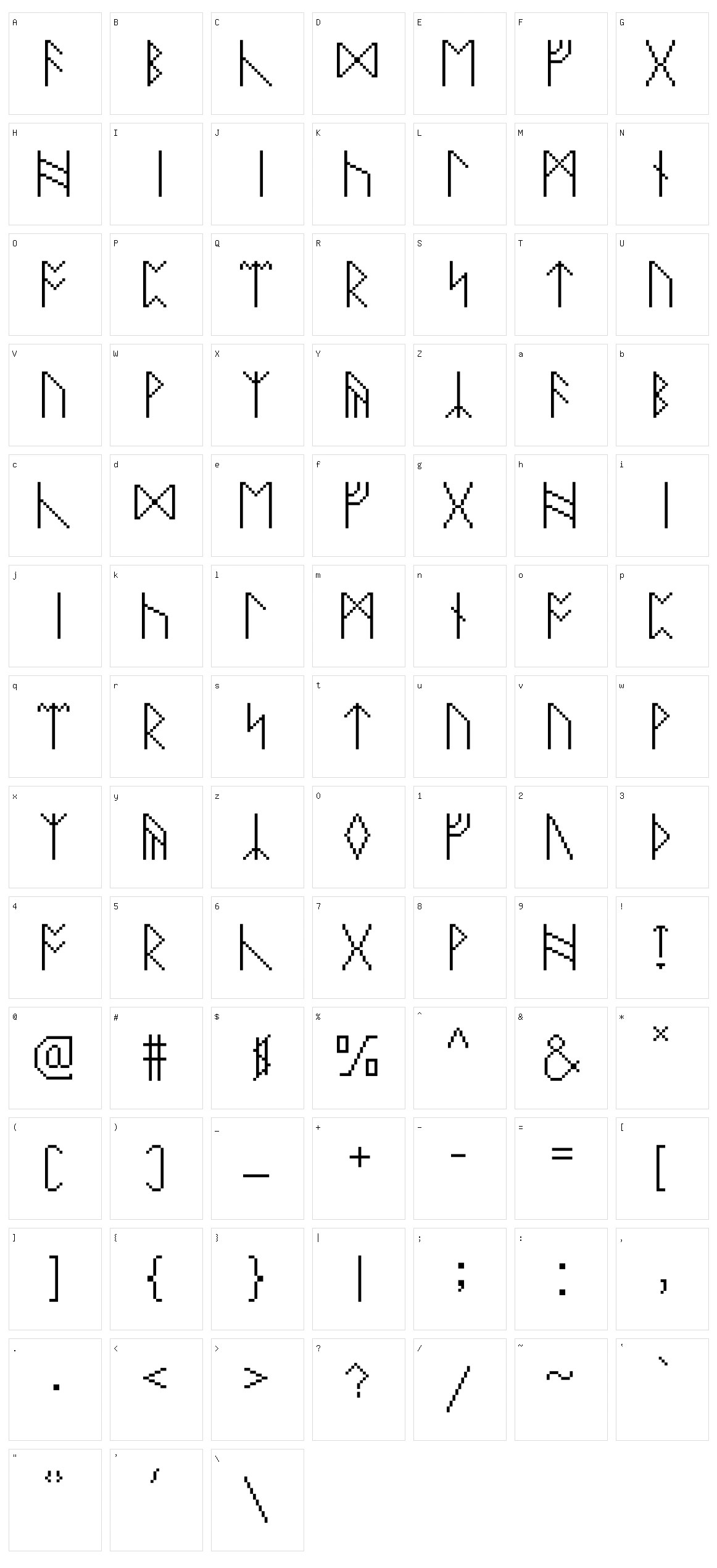 PixelRunes Character Set