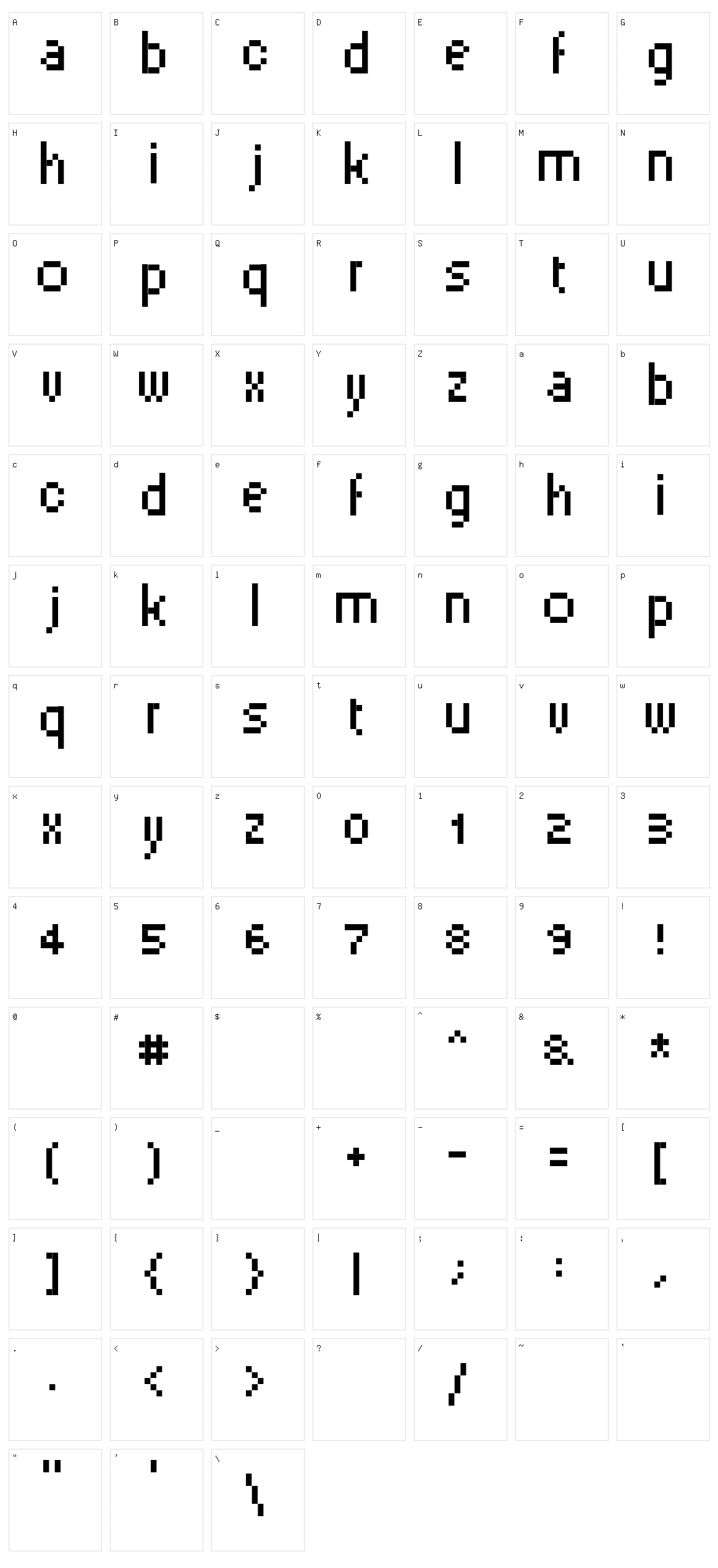 PixelSix Character Set