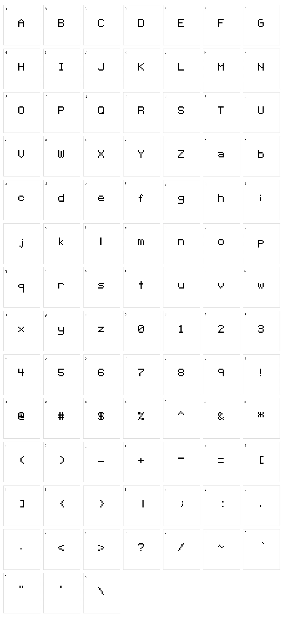 Pixeltype Character Set