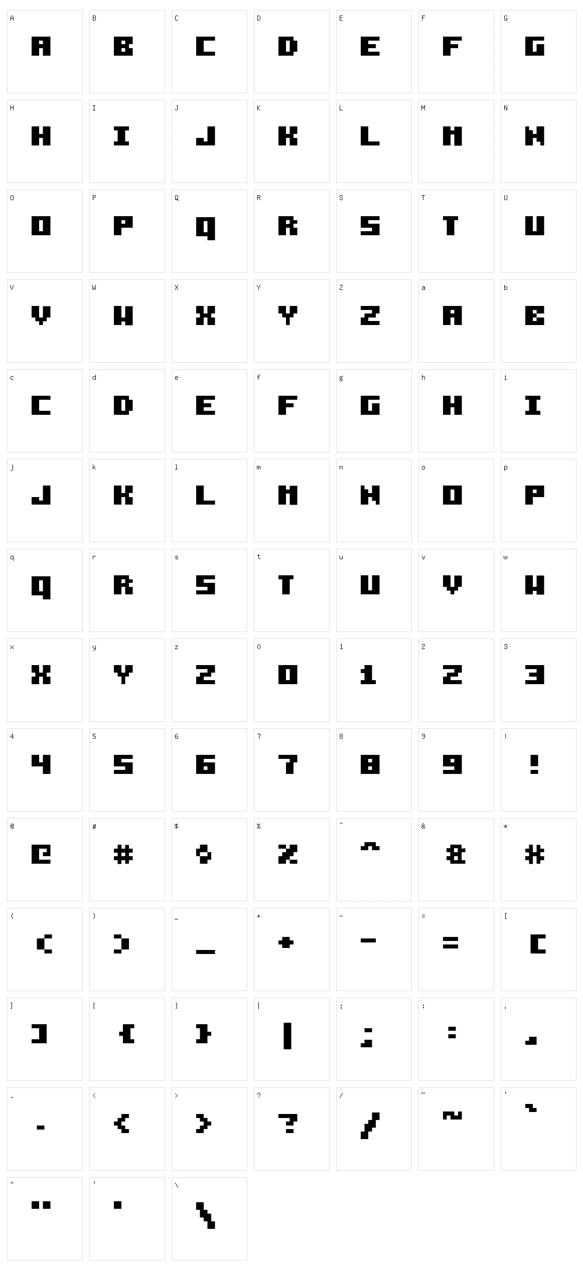 Pixelzim 3x5 Character Set