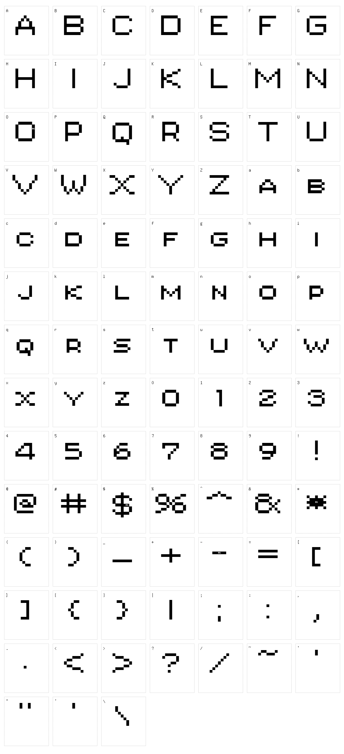 PIXgothic_7 Character Set