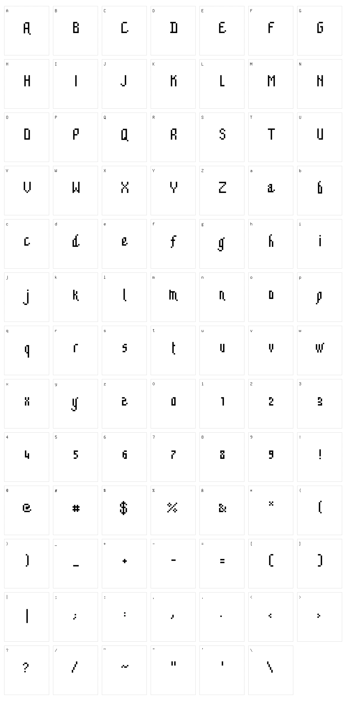 Pixiecre Character Set