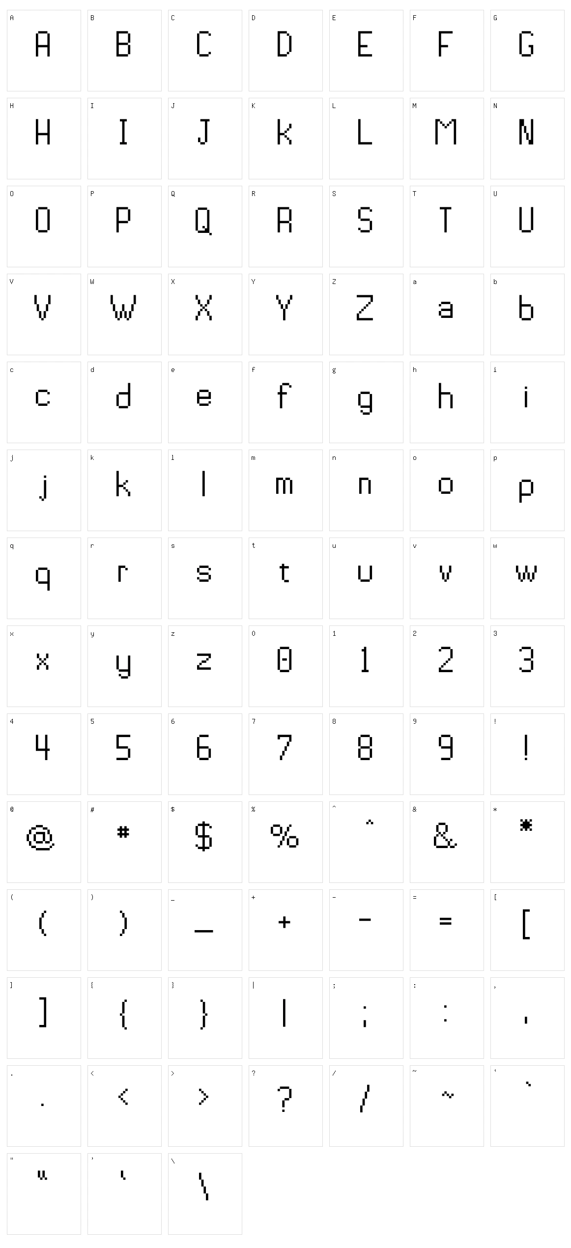 Pixiel Character Set