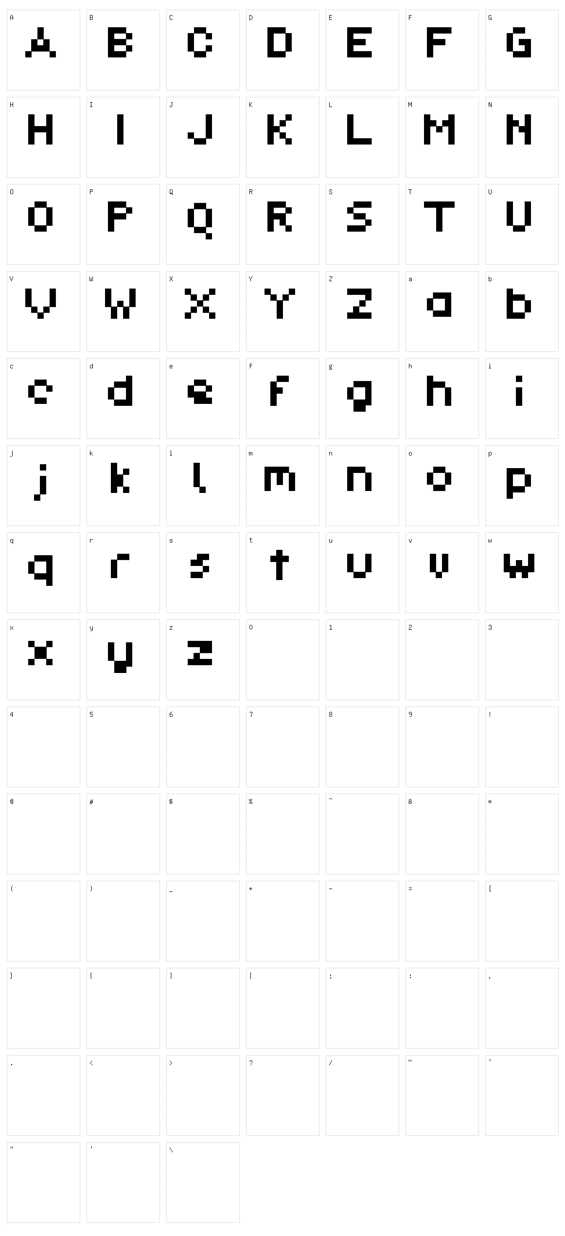 Pixl Character Set