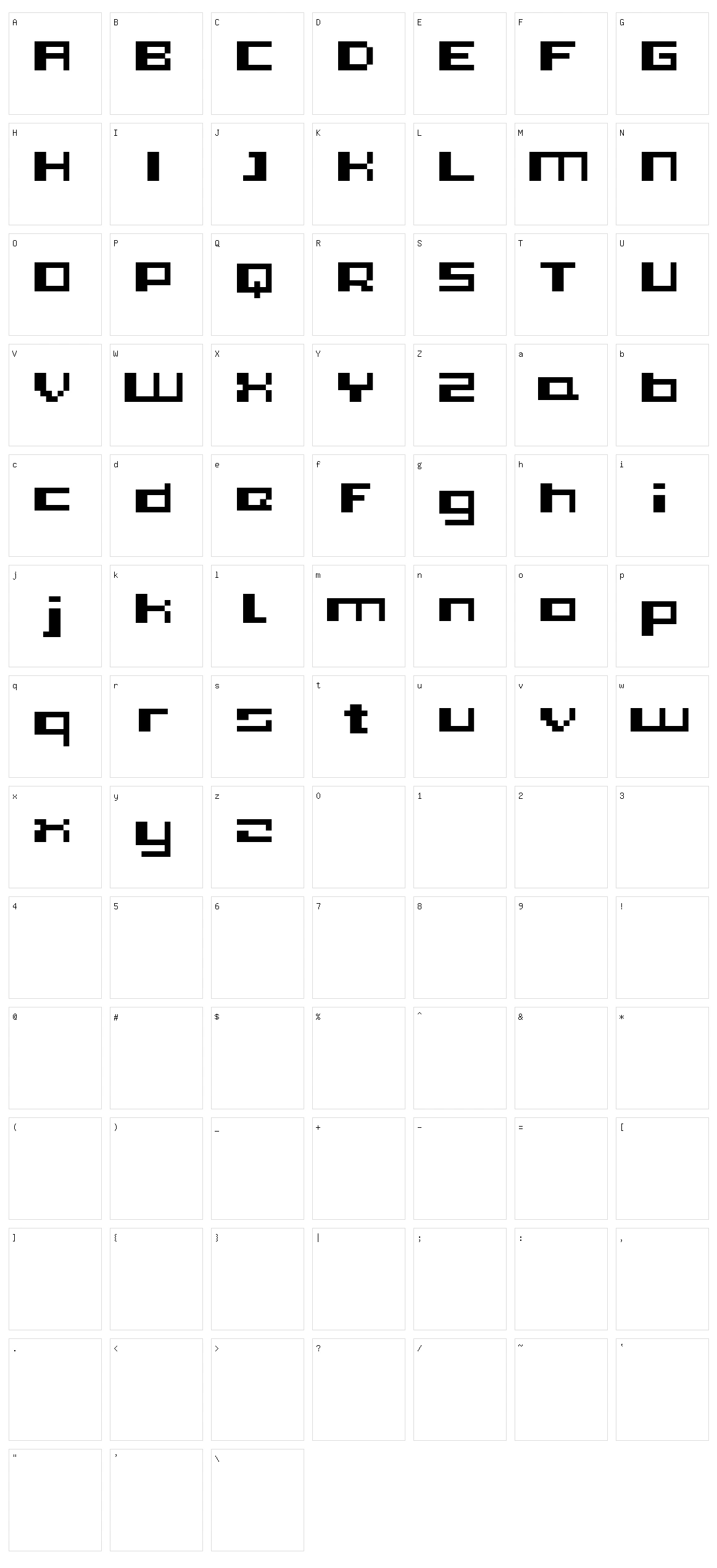 PIXleft_5 Character Set