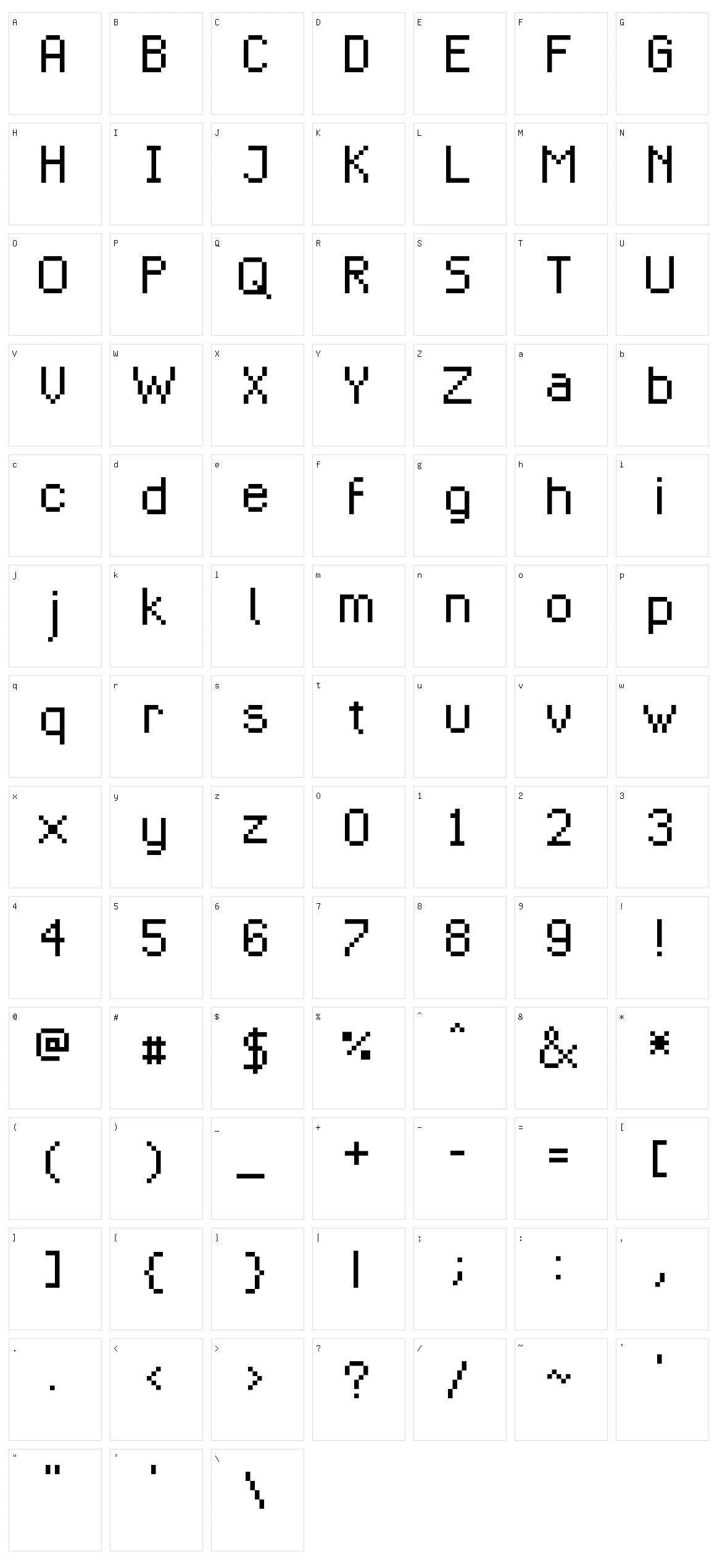 Pixolletta 8px Character Set