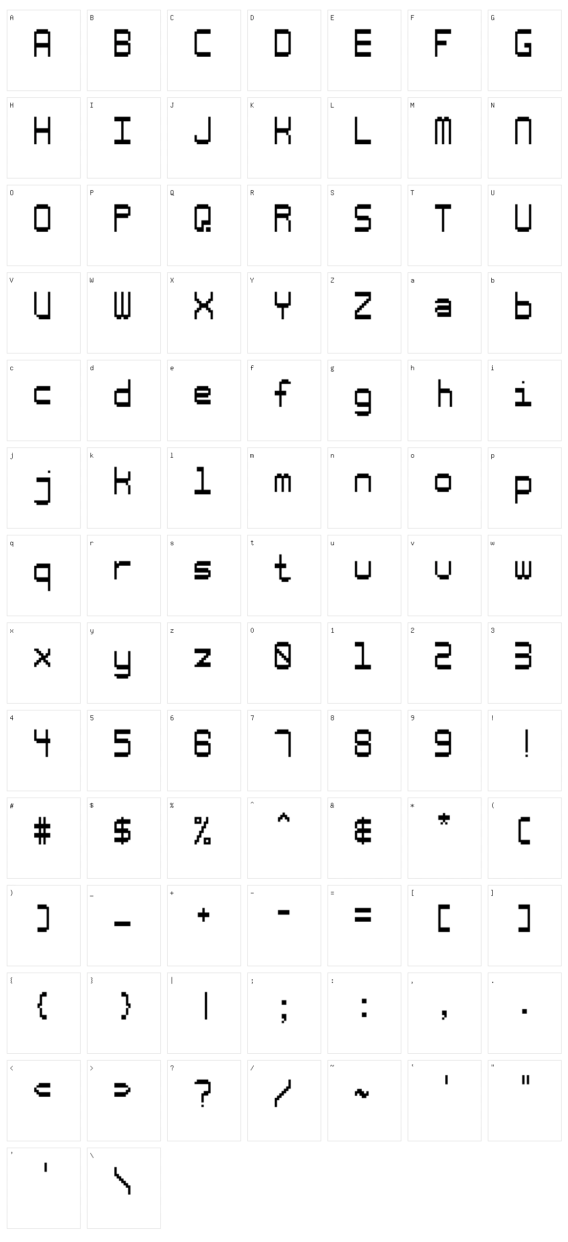 Pixon Character Set
