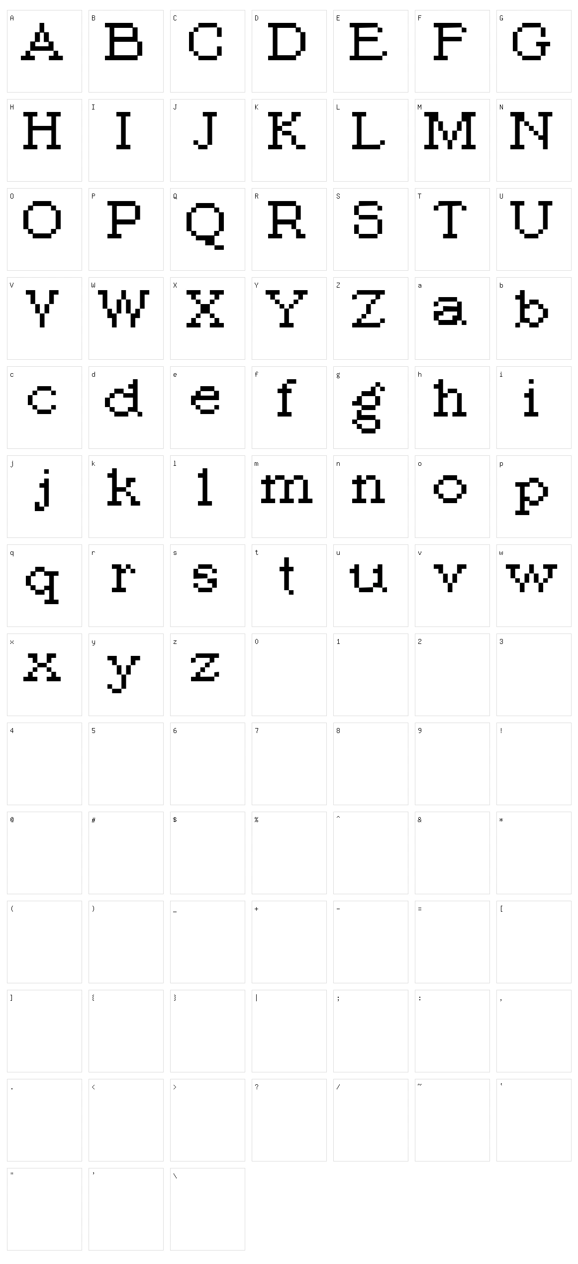 PIXroma_8 Character Set