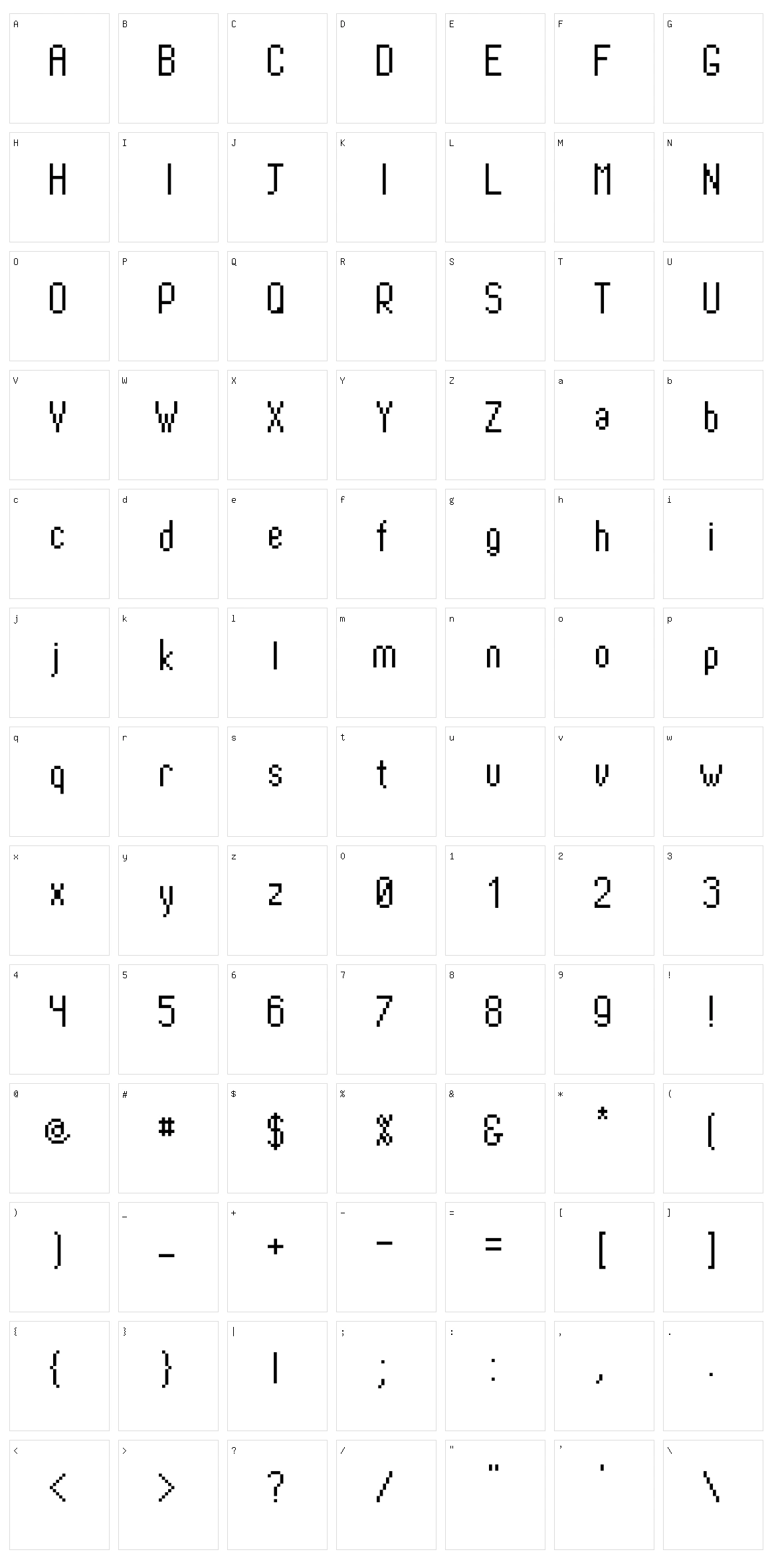 PixTall Character Set