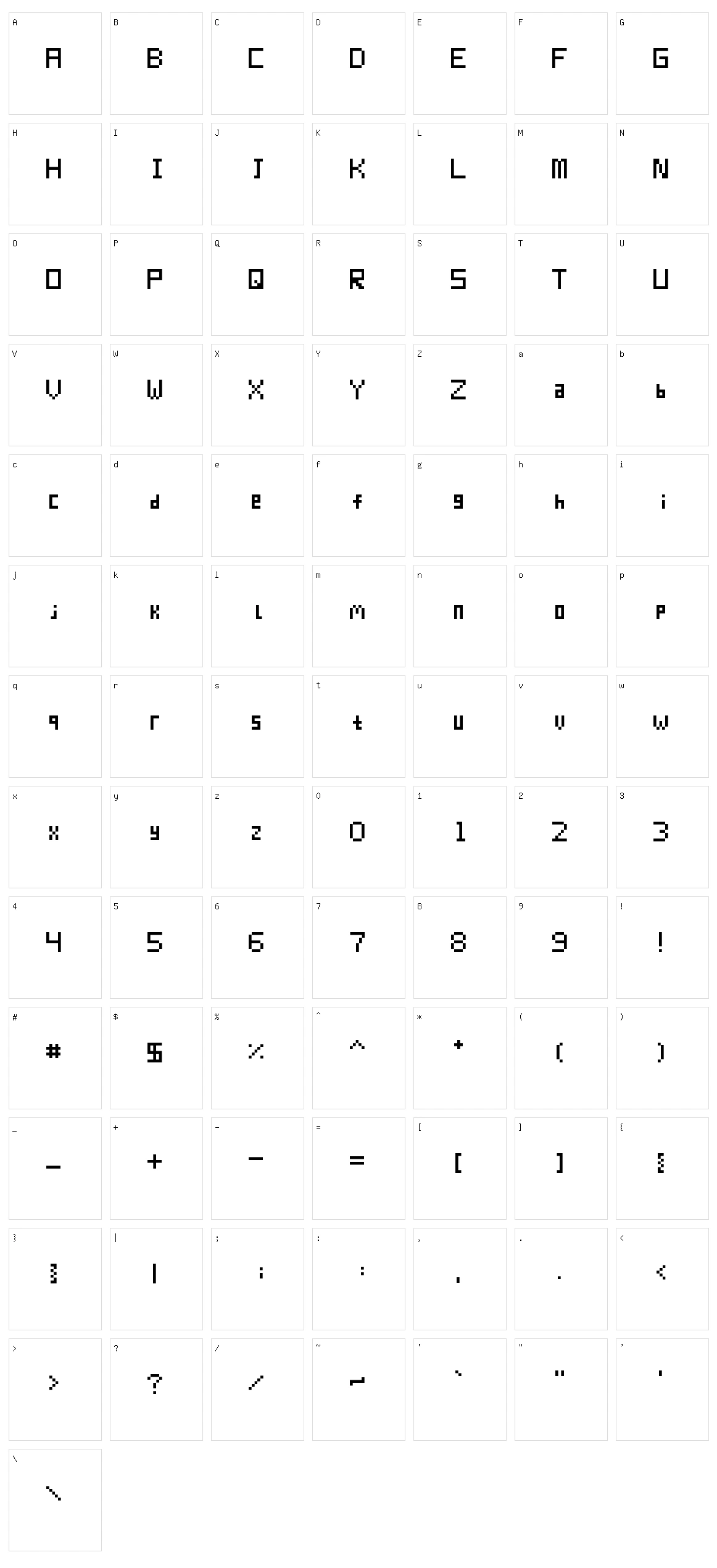 Pixur Character Set